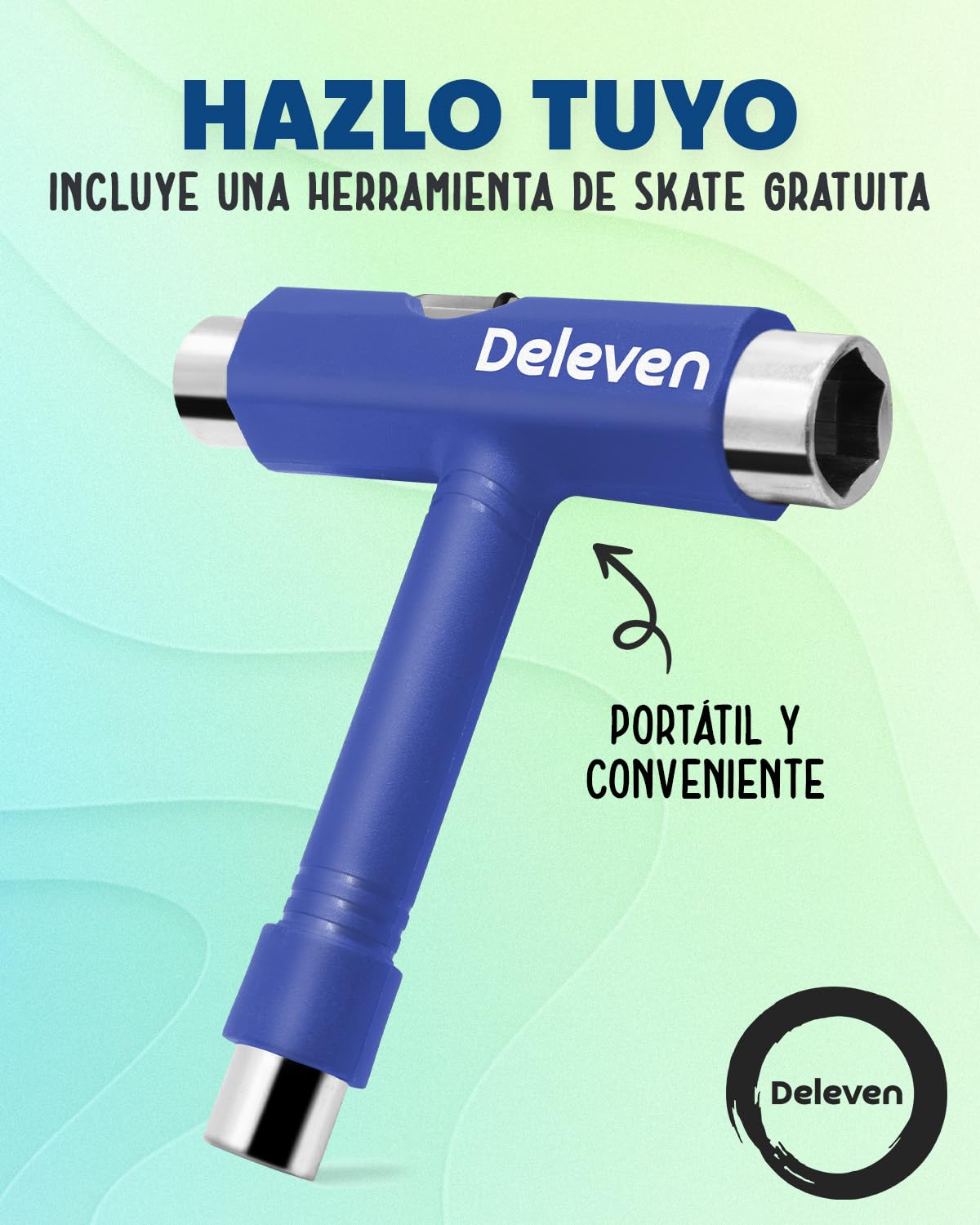 Deleven Monopatín 56cm con Ruedas LED, Herramienta de Skate y Rodamientos ABEC 7 - Skateboard para Niños Principiantes Adolescentes Adultos