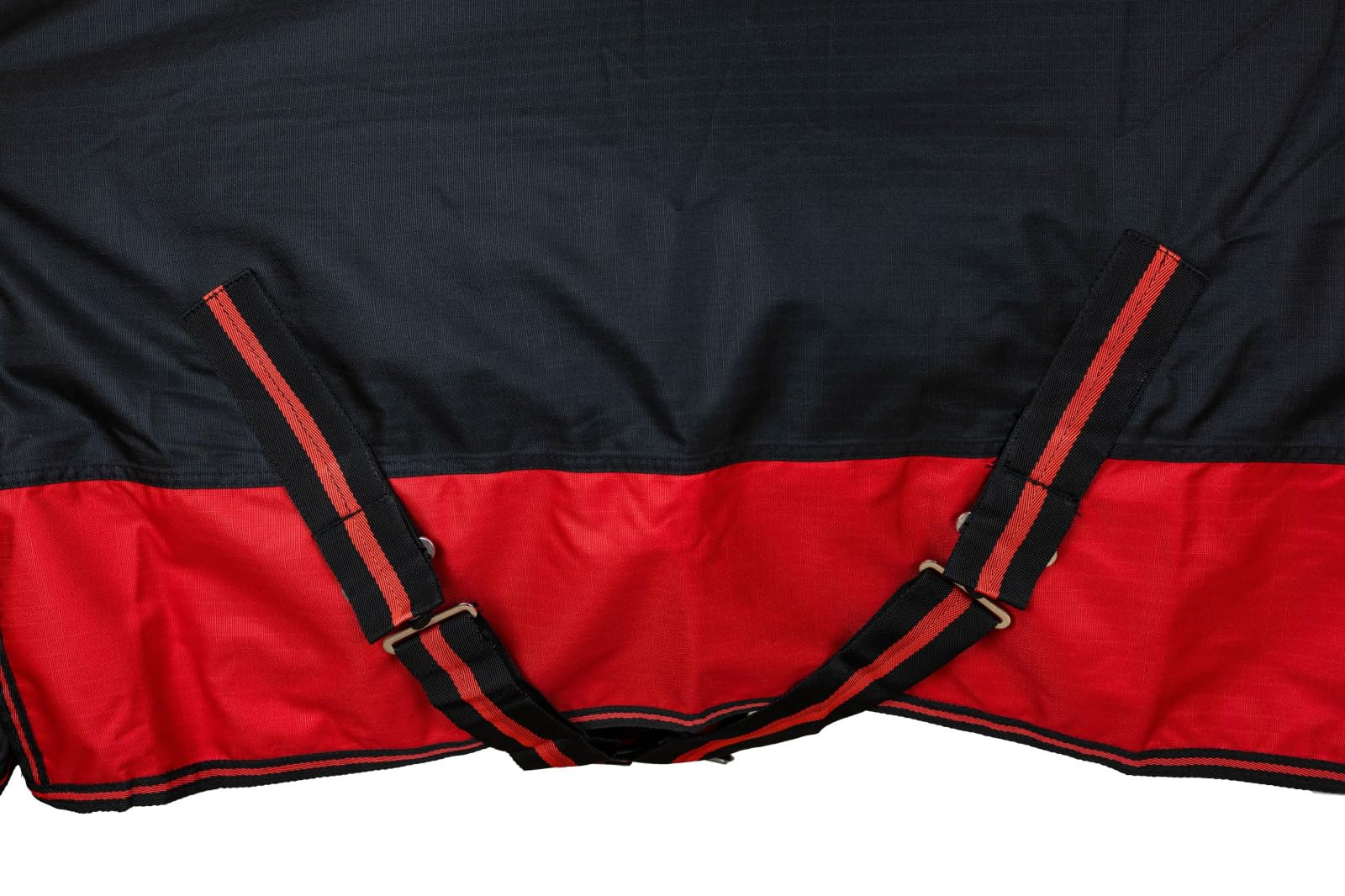 RL24 - Weidedecke 600D Basicline – Schwarz/Rot 115cm (Polarfleecefutter) | Regendecke & Übergangsdecke – Wind- & wasserdichte Outdoordecke mit Innenfutter & Kreuzbegurtung – Pferdedecke