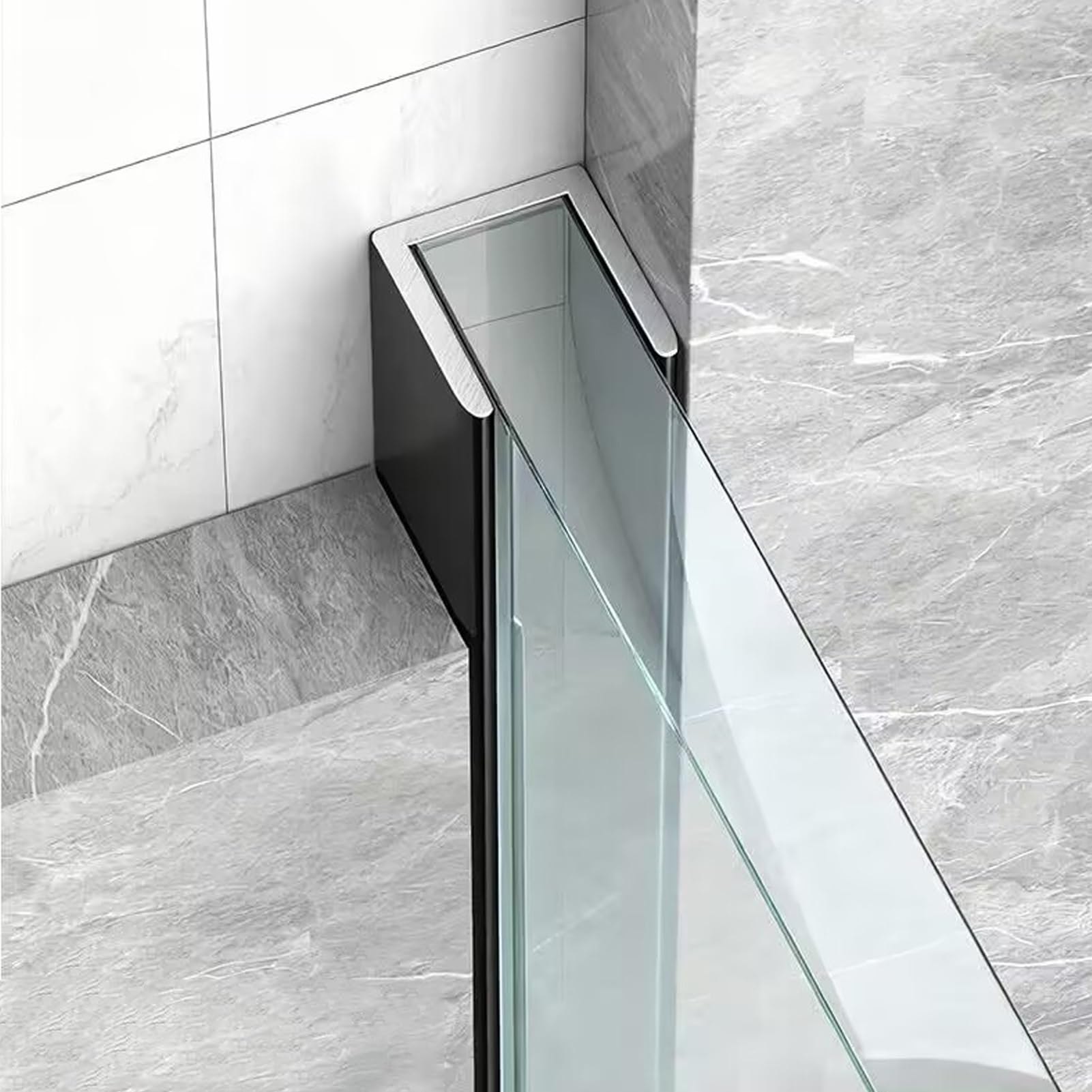 U Channel for Shower Glass Matte Black, Bathroom Glass Fixing Slot for Frameless Panel/Kitchen Partition, Water Resistant Bathroom Door Frame Parts(12mm (1/2in),L2.1m(6.9ft))
