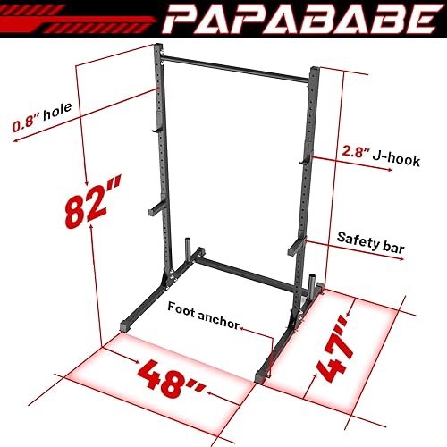 Miniatura 2 de papababe Estante para sentadillas con barra de dominadas, estante de potencia multifuncional con ganchos en J y brazos de seguridad, estante de