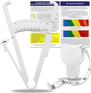 Body Fat Caliper and Measuring Tape for Body,Body Fat Caliper Set with Body Fat Percentage Measure Chart for Accurately Measuring Body Fat (White)