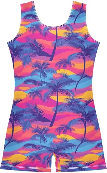 Gymnastics Leotards for Girls Dance Unitards with Shorts Tumbling Active Biketards Outfits for Toddler Kids 2-10 T