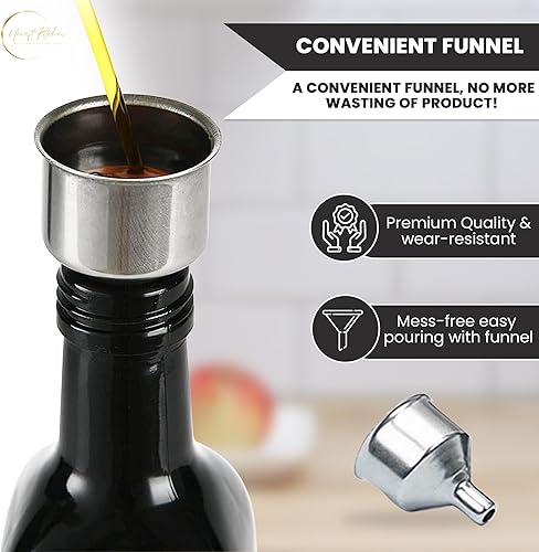 Miniatura 4 de Dispensador de aceite y vinagre - Dispensador de vinagre y oliva de granja - Dispensador de aceite de oliva chic - Botella blanca y negra con