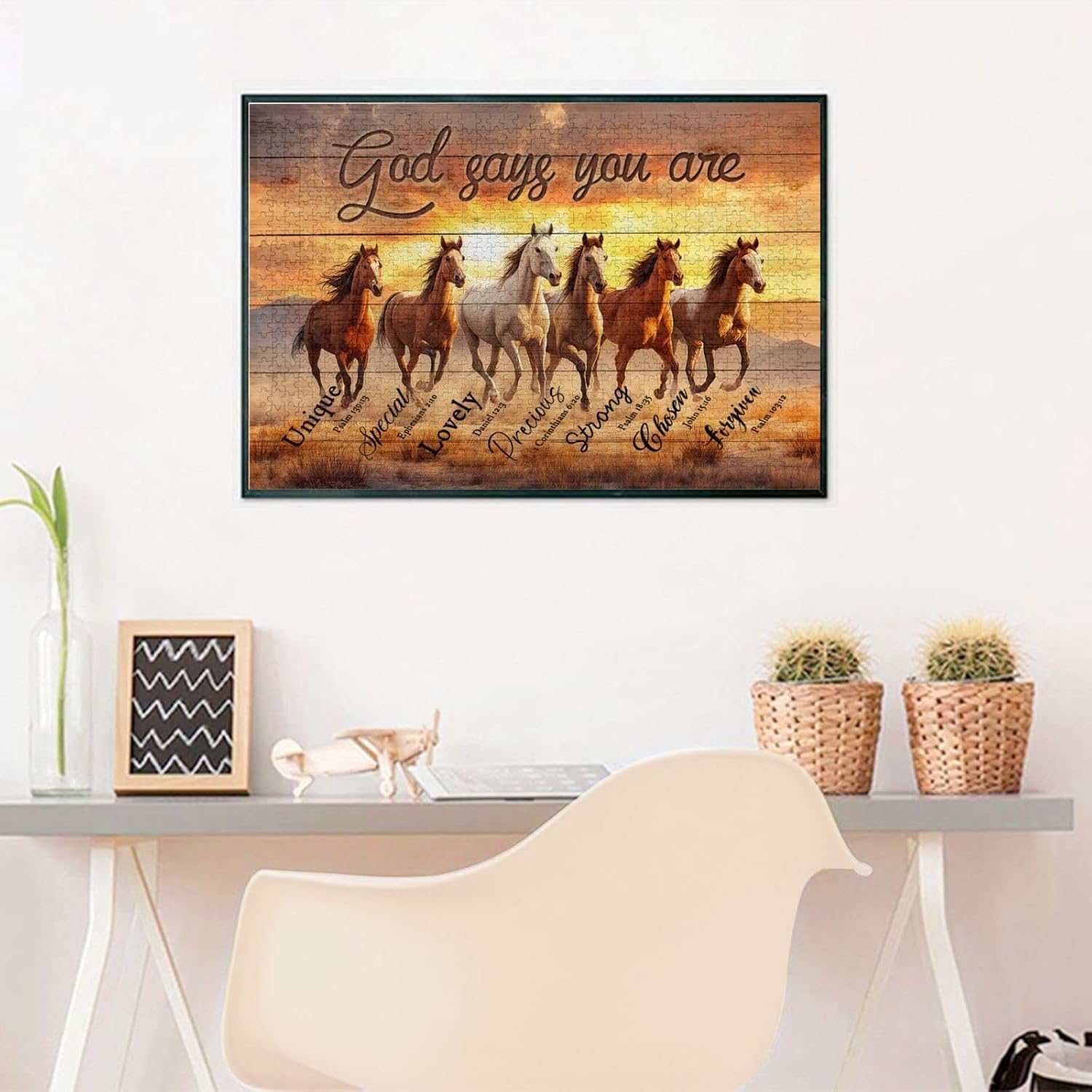 Christian Jigsaw Puzzles 1000 Pieces for Adults, God Says You are Bible Verse with Wild Horses, Wooden Faith-Based Puzzle, Inspirational Wall Art & Stress Relief Gift for Horse Lovers