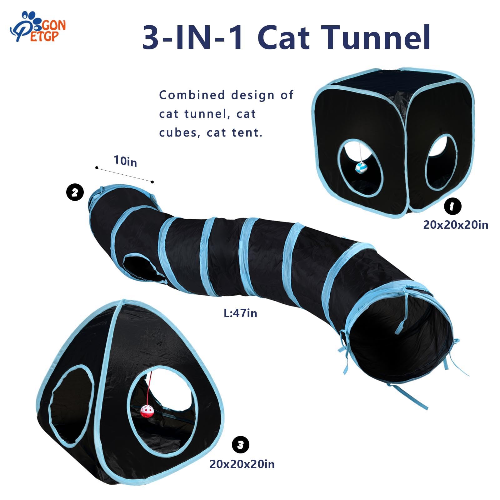 Giocattoli per gatti per interni, set di giocattoli per gattini, tunnel pieghevole per animali domestici, giocattoli interattivi per gatti, bacchetta con piume per gatti, palline sfocate per topi