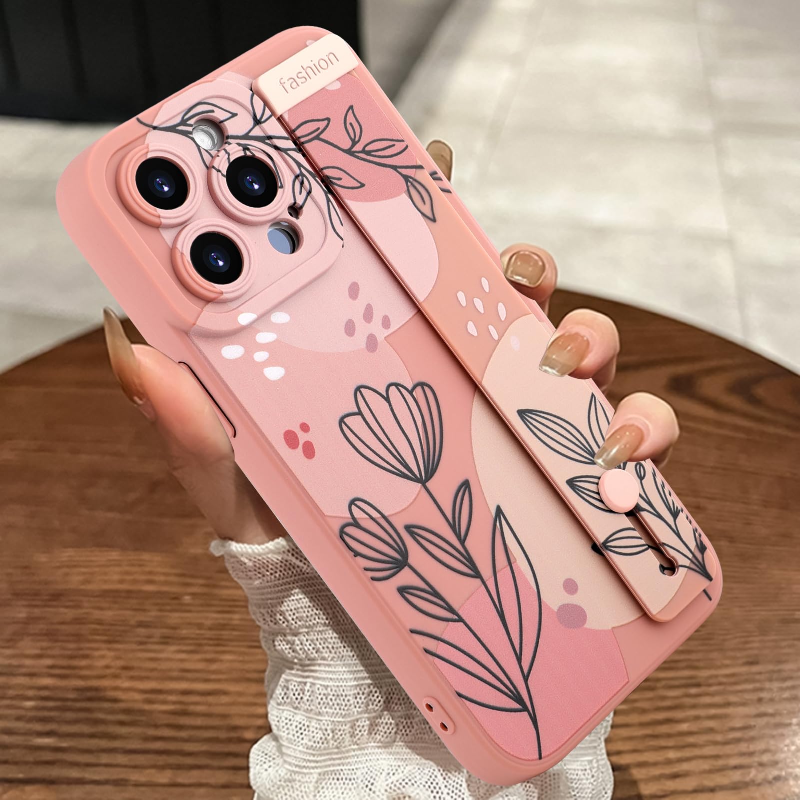 MOWIME Compatible with iPhone 14 Pro Max Case with Wrist Strap, Cute Floral Flower Shockproof Soft TPU Protective Case for Women Girls, Slim Anti