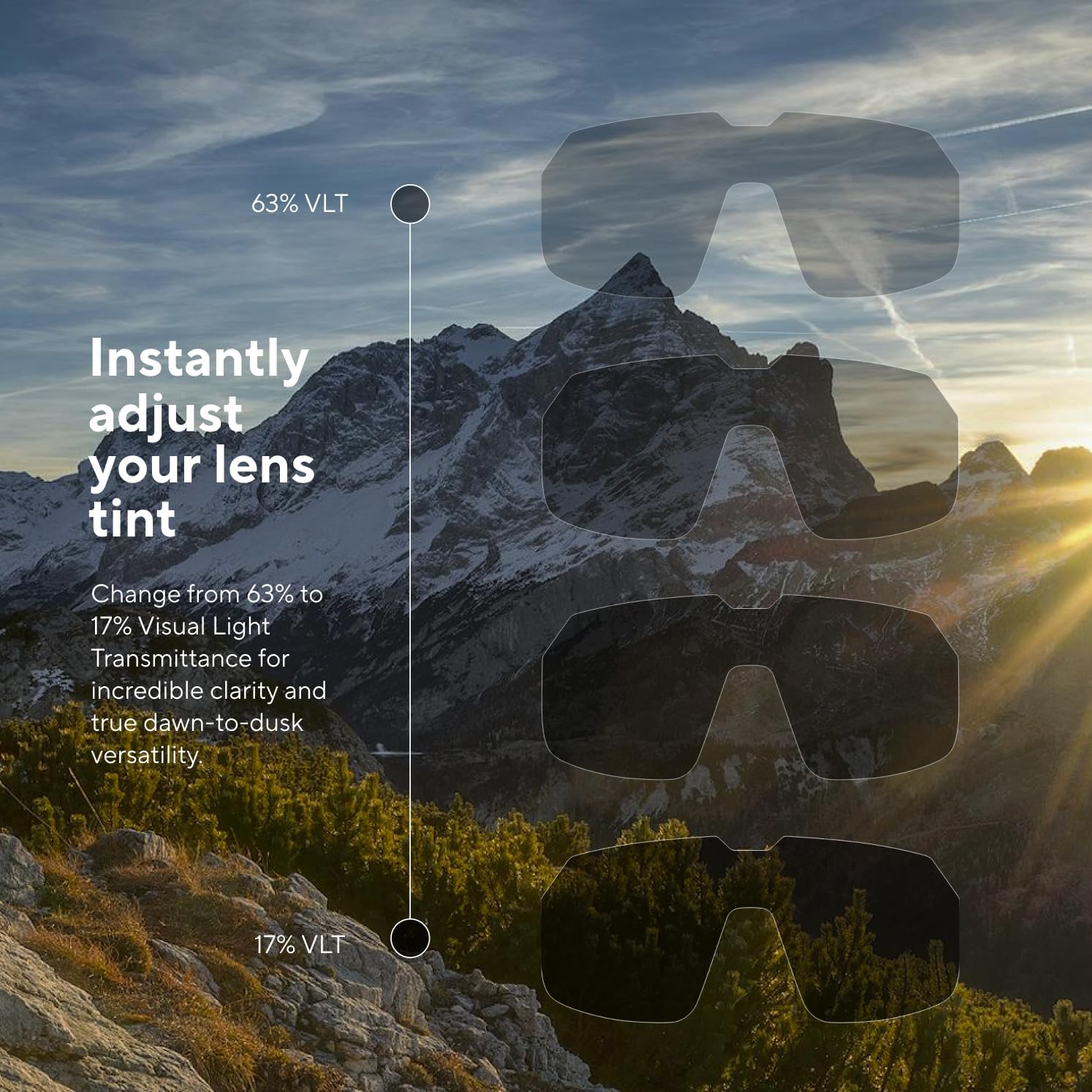 CHAMELO Music Shield Smart Audio Sunglasses Matte White Frame, Smoke Lenses | Open-Ear Bluetooth Glasses for Men & Women with Electronic Tint Control, Sweat Proof, 100% UV Protection