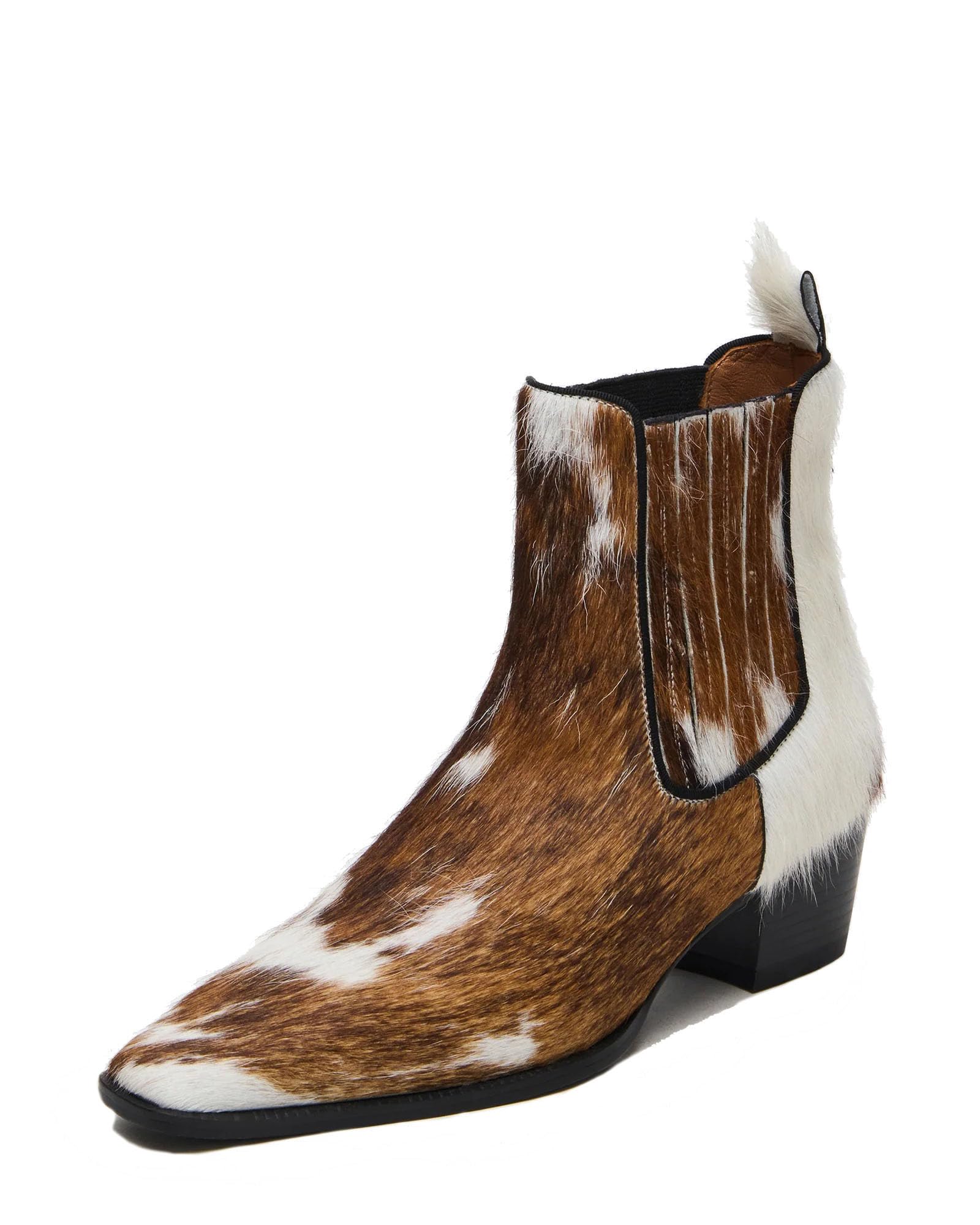 OMLISHZTY Chelsea Ankle Boots Women Stylish Block Heel Bootie Leather Slip On Elastic Fall Boots