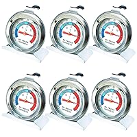 Vista 1 de Paquete de 6 termómetros para refrigerador y congelador, serie clásica, termómetro de esfera grande de acero inoxidable para refrigerador