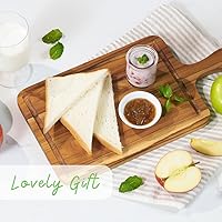 Vista 5 de Tabla de cortar de madera de teca duradera con borde de grano resistente reversible de madera de teca, tabla de servir antideslizante natural