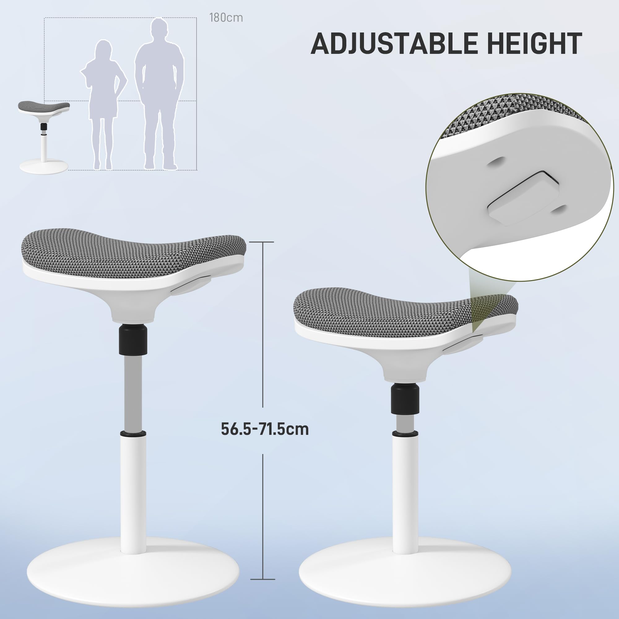 Mount-It! Tabouret ergonomique assis-debout [inclinaison à 360