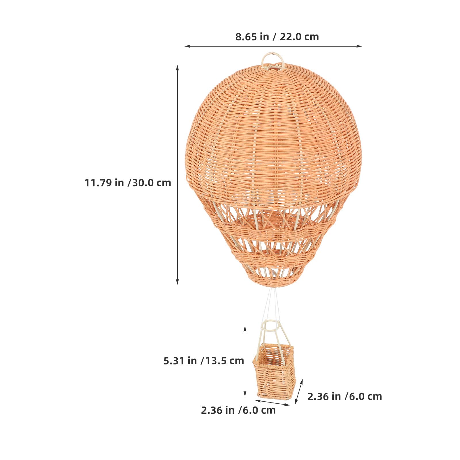 Handgefertigter Rattan Heißluftballon in Natürlichem Khaki Spielerische Boho Hängedekoration für Kinderzimmer und Babyparty Dekoration