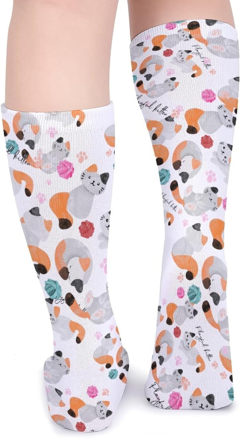 Watercolor Cats Knee High Socks Casual Long Stockings Over Calf Sock Tube for Women Men
