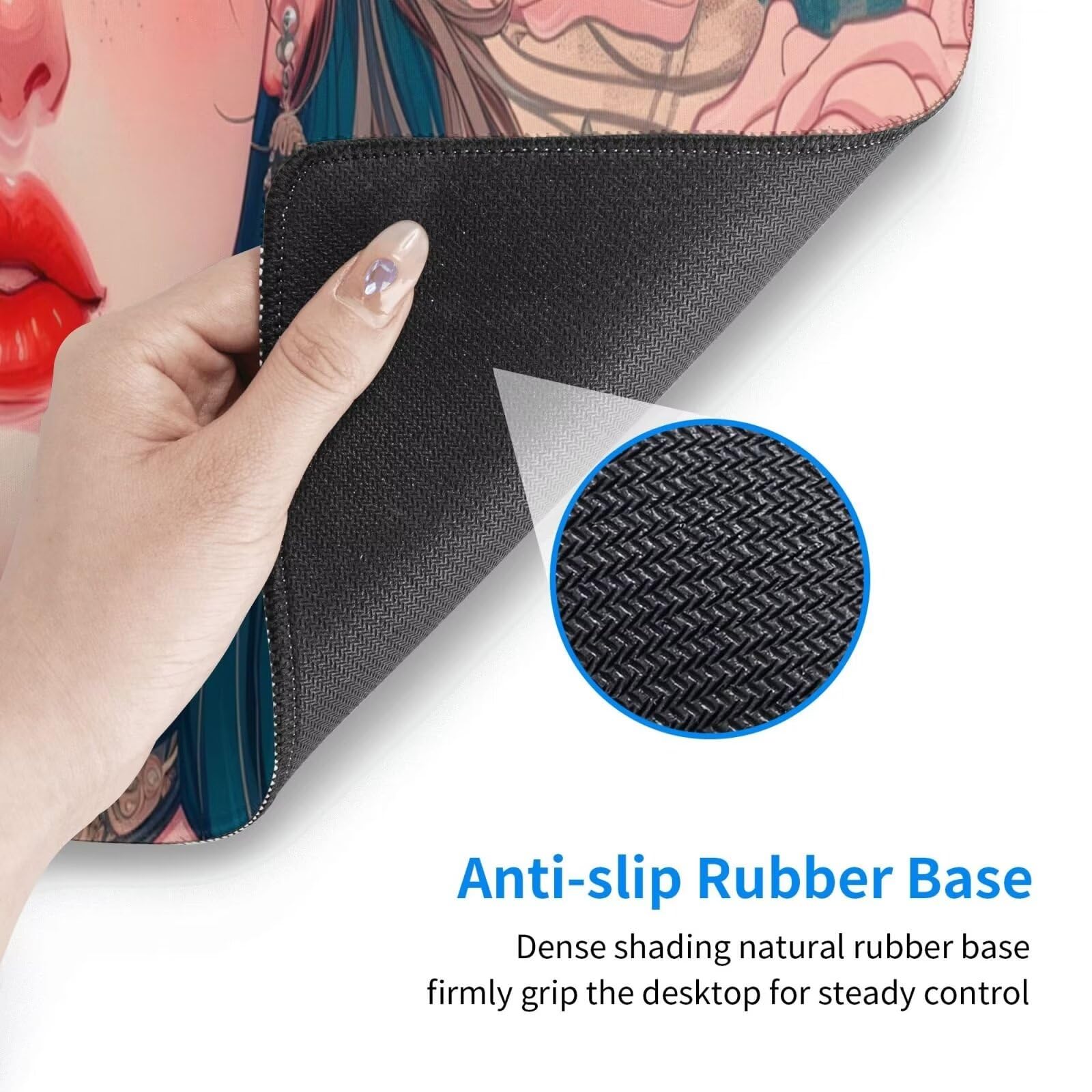 Tappetino Mouse, Tappetino Mouse Gaming Grande XXL 1500x800x3mm Tappetino Scrivania Mouse Pad, Base in Gomma Antiscivolo, Bordi Cuciti,Lavabile, Mousepad per Ufficio e Gaming (Rose Girl) R-484