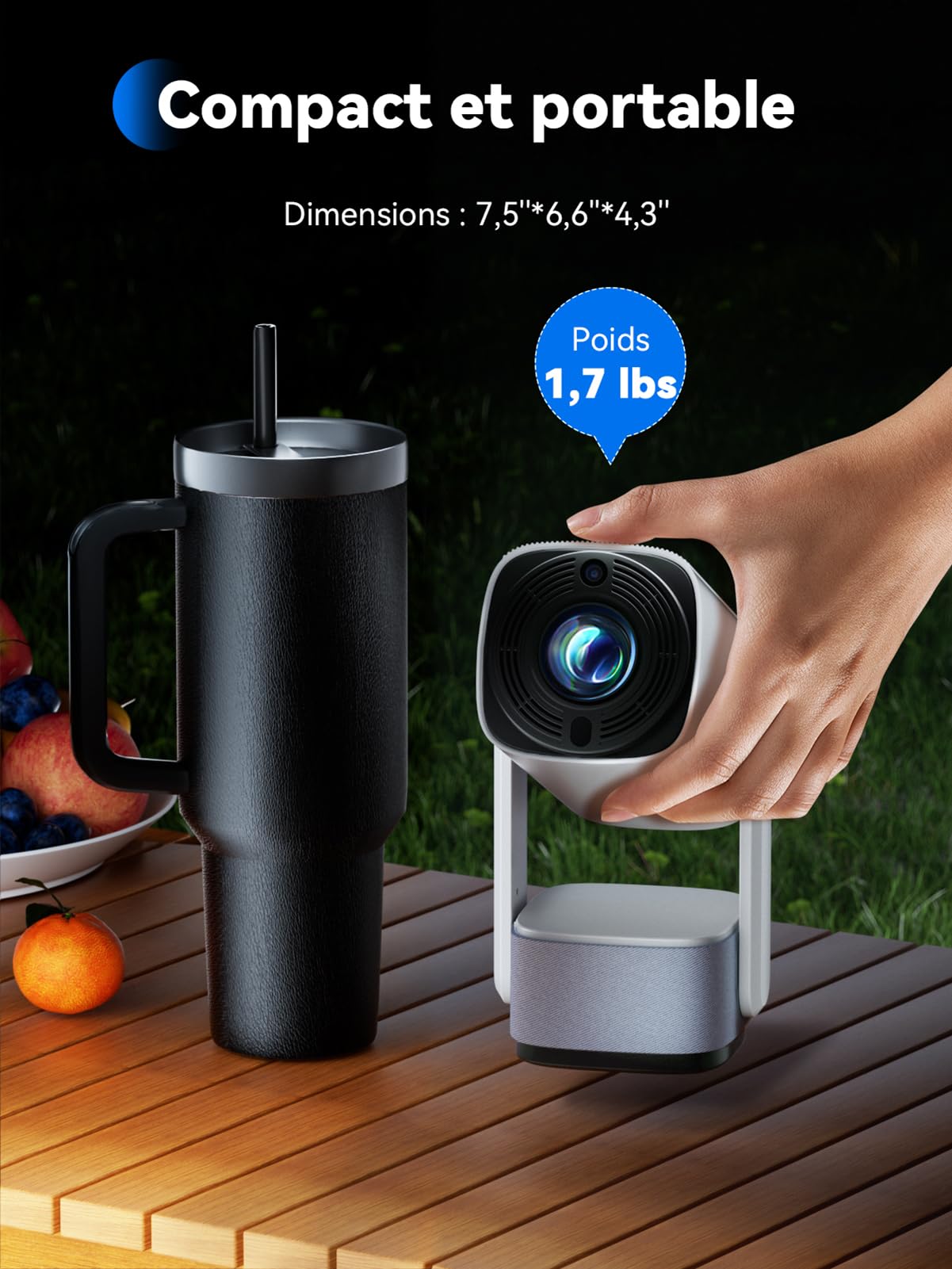 Videoprojecteur WiFi Bluetooth 4K Supporté - SOOMFON Mini Retroprojecteur Video Portable SK2 720P Natif 260 Lumens 270 Degrés Rotation pour la HDMI/USB/TÉLÉPhone/PC/Lap