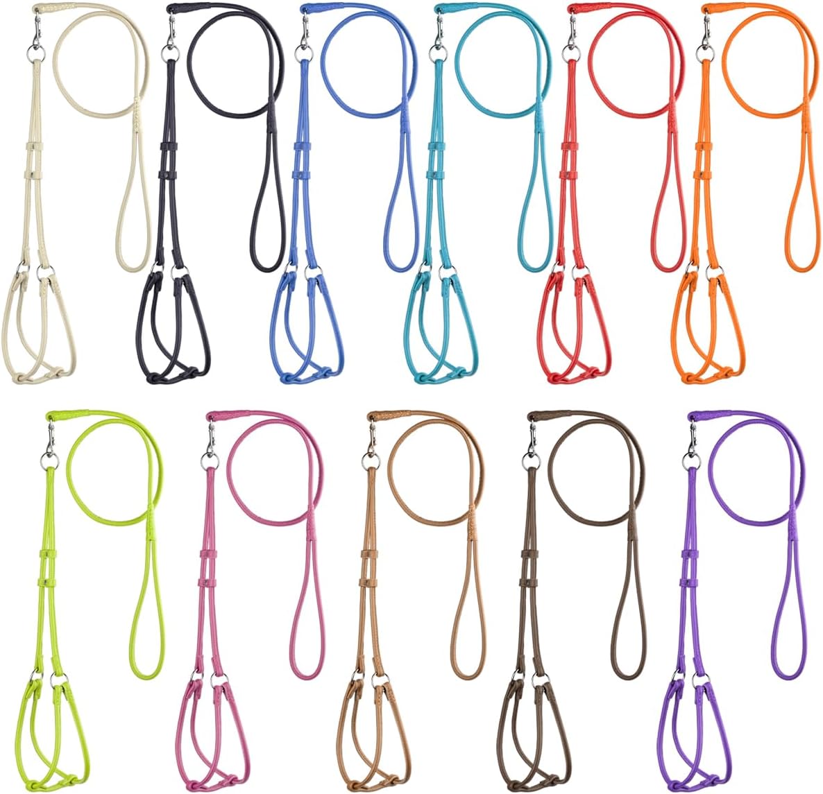 Dogline Soft Round/Rolled Genuine Leather Step-In Harness with 15 to 20-Inch Chest and 36-Inch Leash, Green