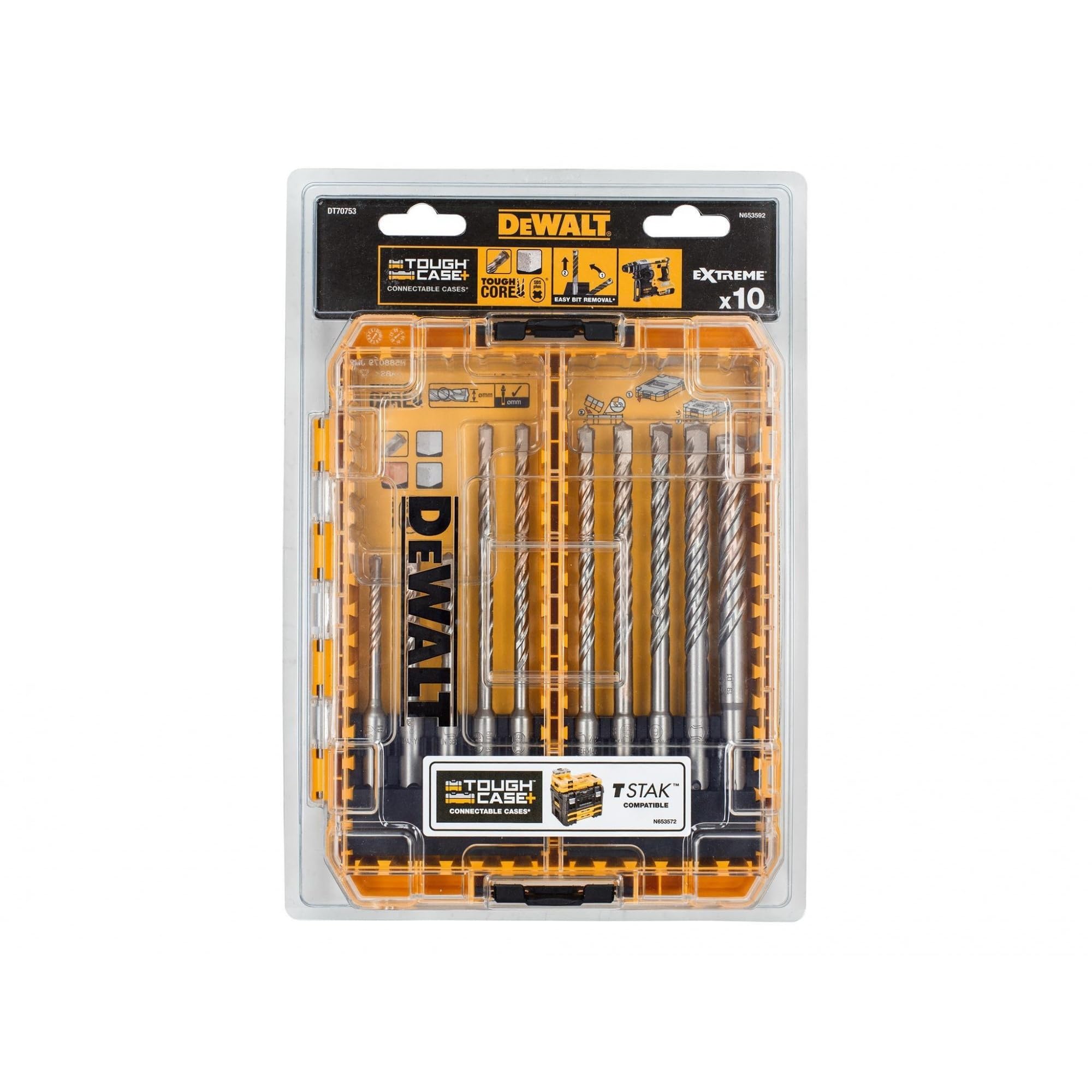 DeWalt DT70753-QZ Extreme 10 Piece SDS Plus Masonry Drill Bit Set