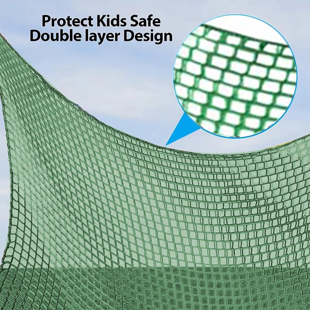 Filet D'Escalade 2x3m Double Couche Pour Aire De Jeux - Filet De Sécurité Enfants Avec Crochets Et Clochettes (Noir)