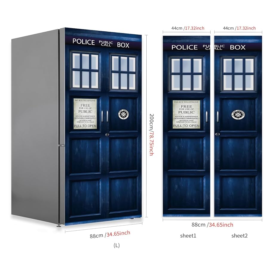 Self Adhesive Dr Who The Tardis Printed Vinyl Door Wrap Sticker Sticker For Home Decor, Door Mural Refrigerator Sticker Poster Art Wallpaper, 88 * 200cm