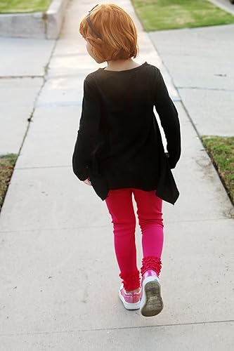 Miniatura 4 de City Threads Leggings con volantes para niña, 100 % algodón, longitud al tobillo, para jugar con uniforme escolar, divertido, fabricado en Estados