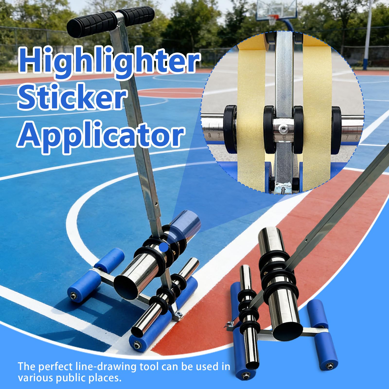 Applicatore di Nastro per Pavimenti, Macchine per Tracciare Linee di Campo da Gioco con Kit di Cerchi da Disegno Strumento Manuale per La Marcatura del Nastro Spaziatura Regolabile Marcatura Rapida