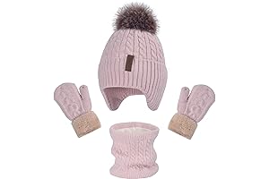 Kids Winter Hat Gloves Scarf Set for 2-14 Years Old Warm Fleece Lining