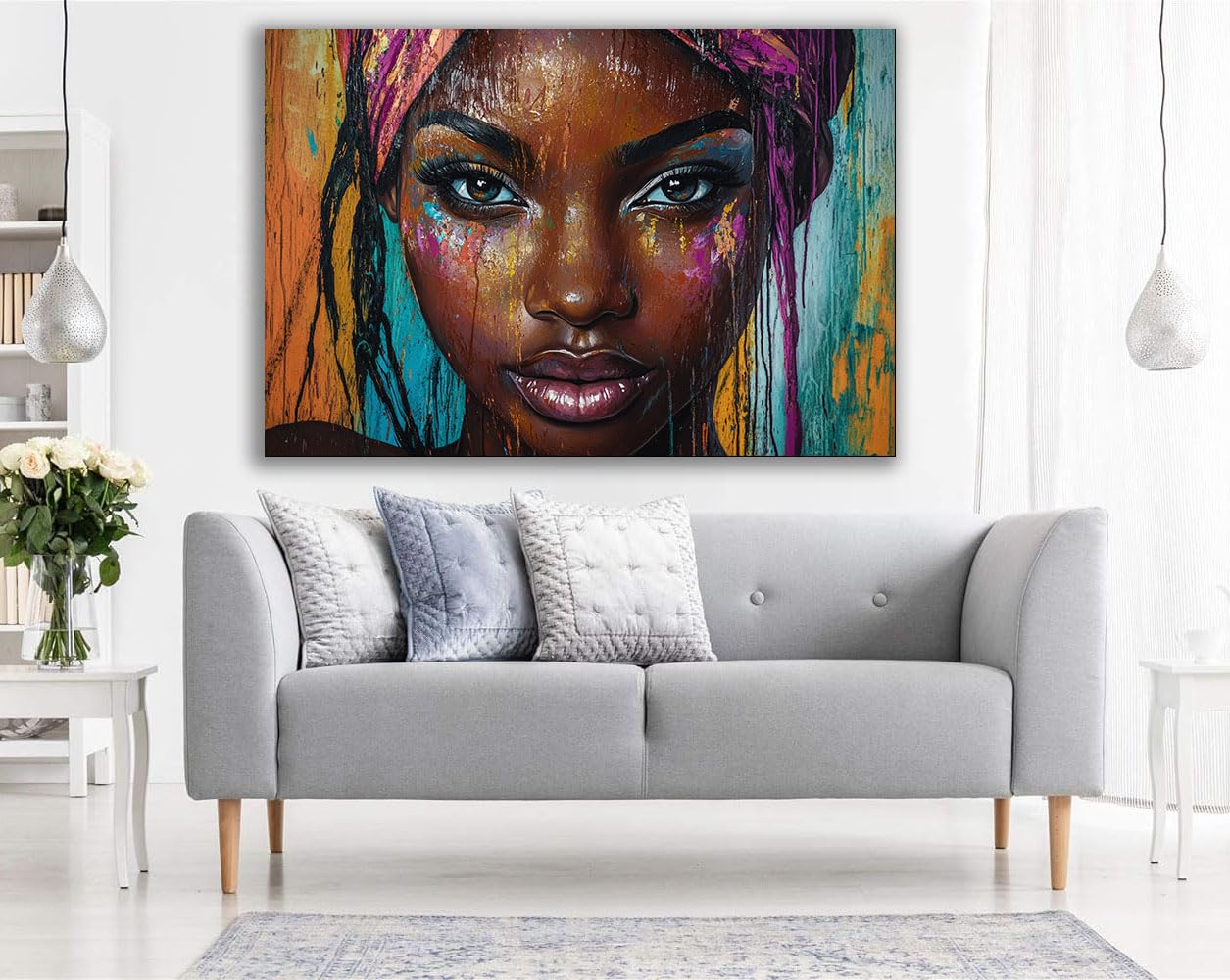 DMZPKZB Póster de pintura de mujer Mujer negra arte de pared,impresiones,imagen,figuras,paisaje,arte abstracto,chica sexy,para dormitorio,sala de estar y baño（Amarillo-50x70cm Enmarcado