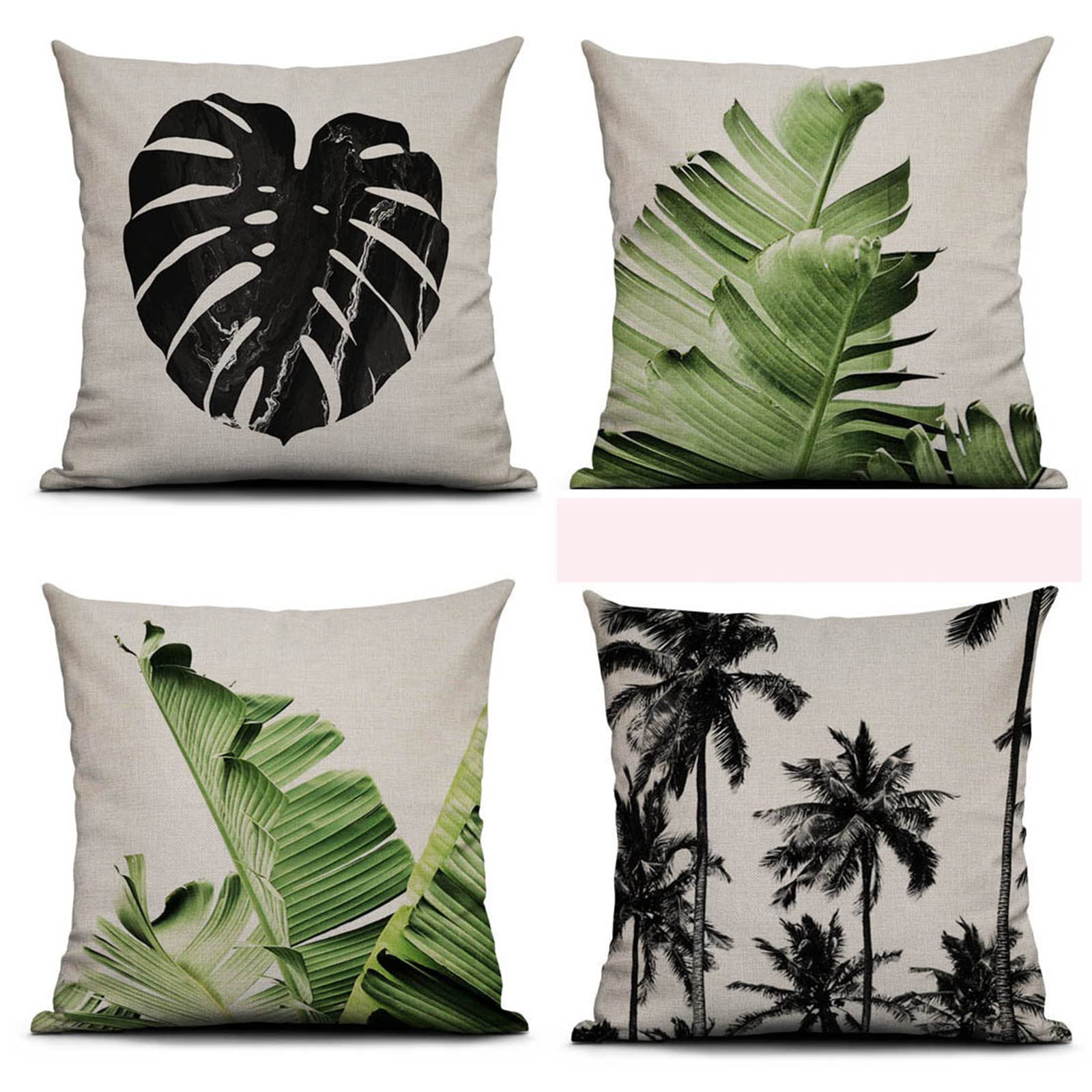 Housses de coussin de décoration salon et chambre en lin vert 45x45 cm