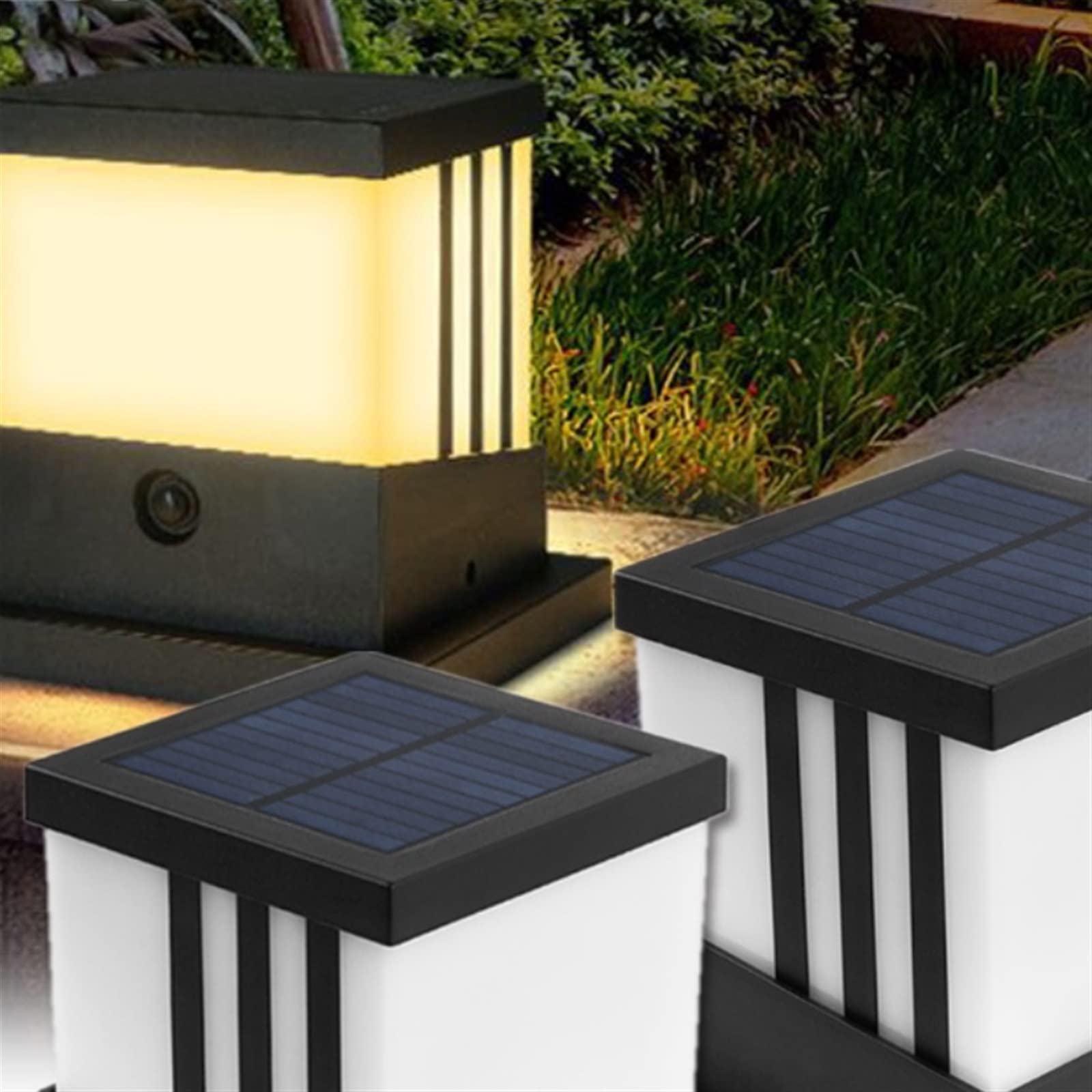 Zewnętrzna Lampa Solarna Na Słupie 2 Częściowy Zestaw ściennych Lamp Ogrodzeniowych Do Dekoracji Ogrodu Zewnętrzne Lampy Solarne