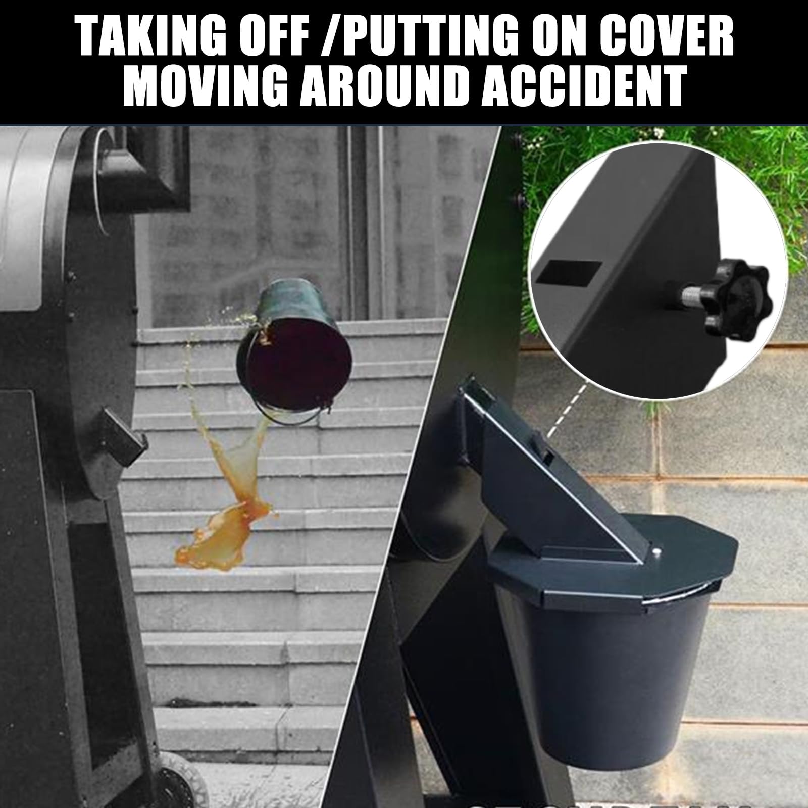 Seau d'égouttage jetable de grande capacité avec doublure en aluminium pour barbecue et pique-nique avec entonnoir