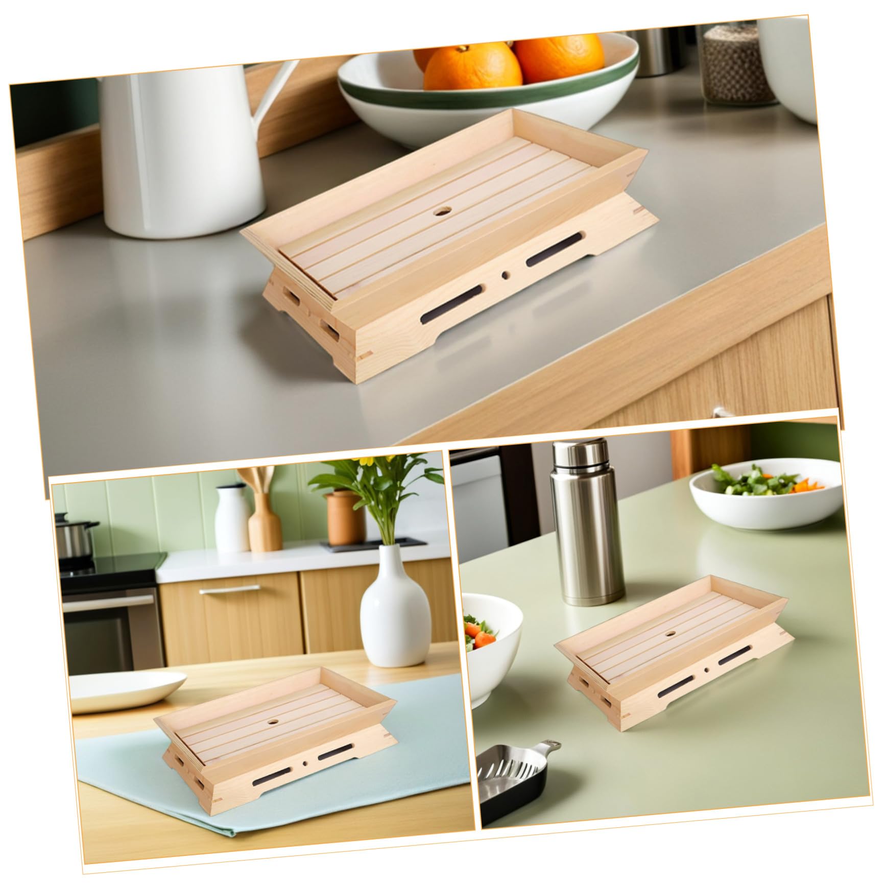 Veemoon 2 Piezas Platos de Sashimi de Madera Japonesa Bandeja Rectangular para Sushi Presentación de Postres y Aperitivos para Hogar Fiesta y Bar
