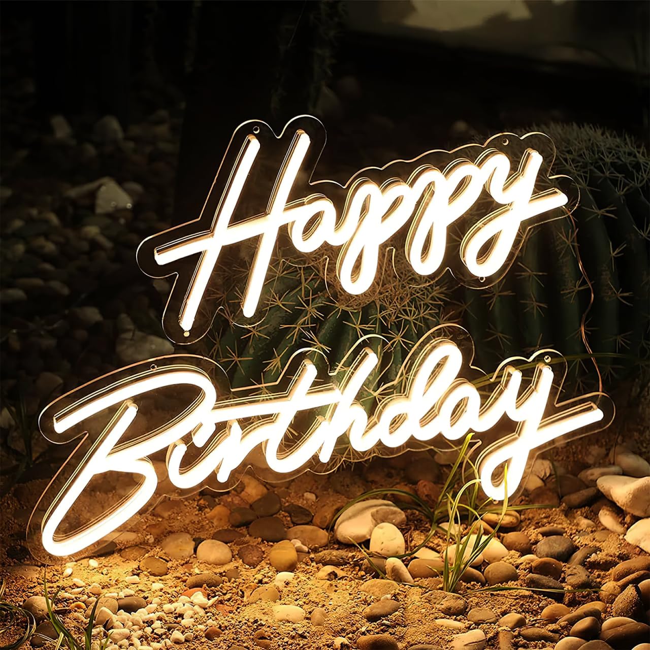 Hemobllo Happy Birthday Neon Sign USB Powered Warm Led Light 1 Pc