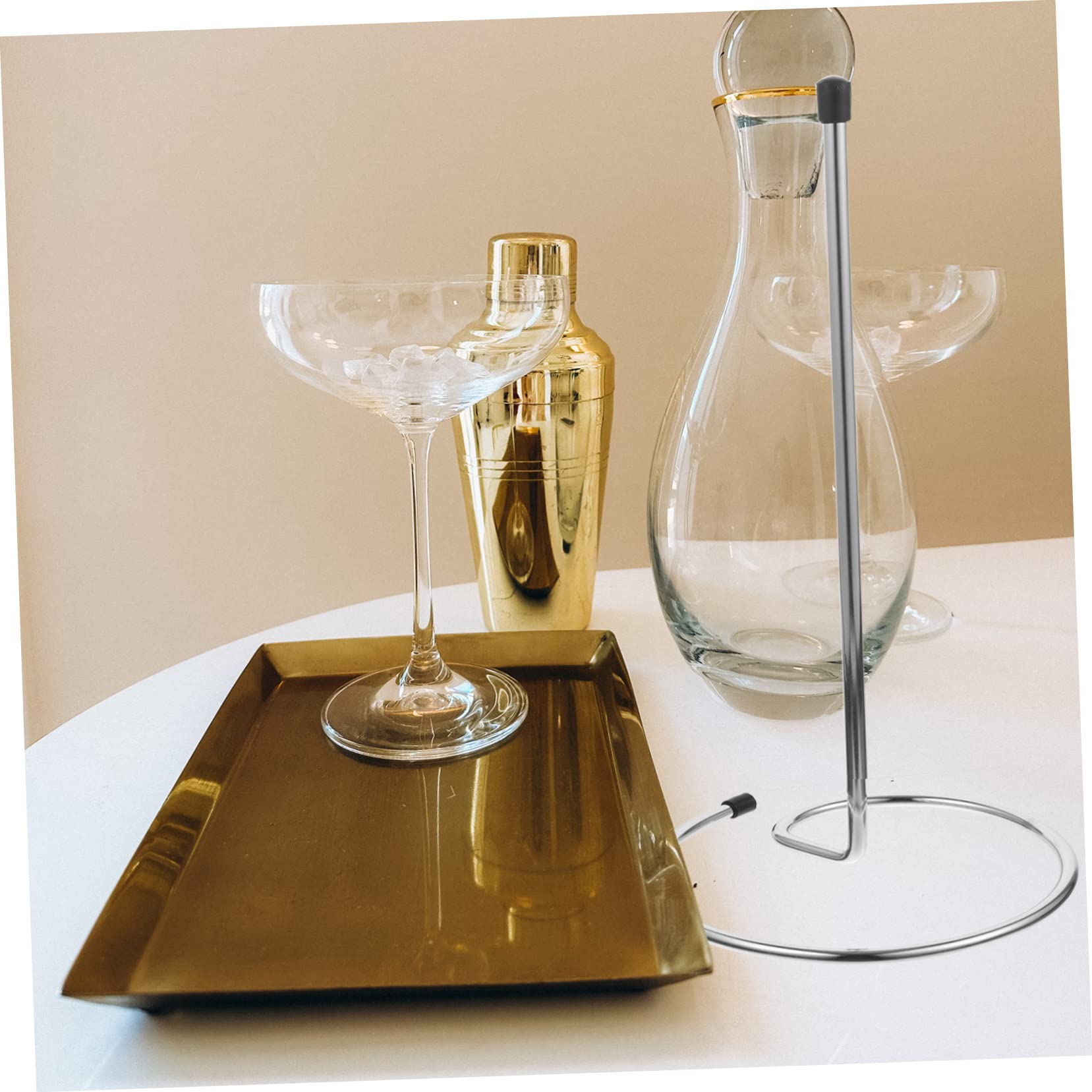 Mikikit Égouttoirs à Carafes à Vin Métalliques Inoxydables, Lot de 2 Supports Inversés pour Séchage Rapide, Compatibles Bar à Domicile et Usage Professionnel, Gain de Place sur Plan de Travail