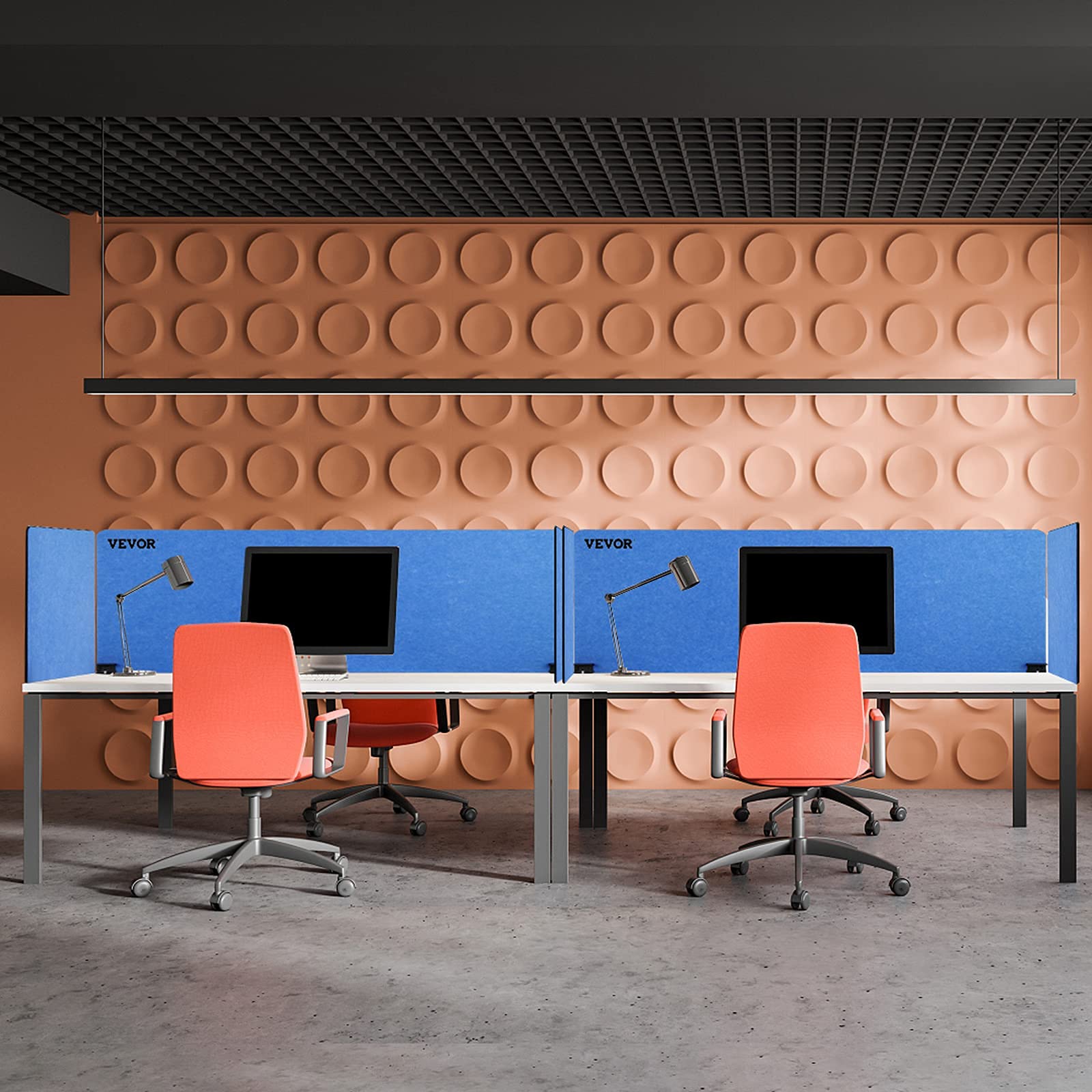 VEVOR Pannelli Fonoassorbenti, 60'' 3 Pannelli Isolamento Acustico, Pannello Divisorio da Scrivania in Fibra di Poliestere, Blu Navy, Divisorio Acustico da Scrivania, per Uffici, Sale Conferenze