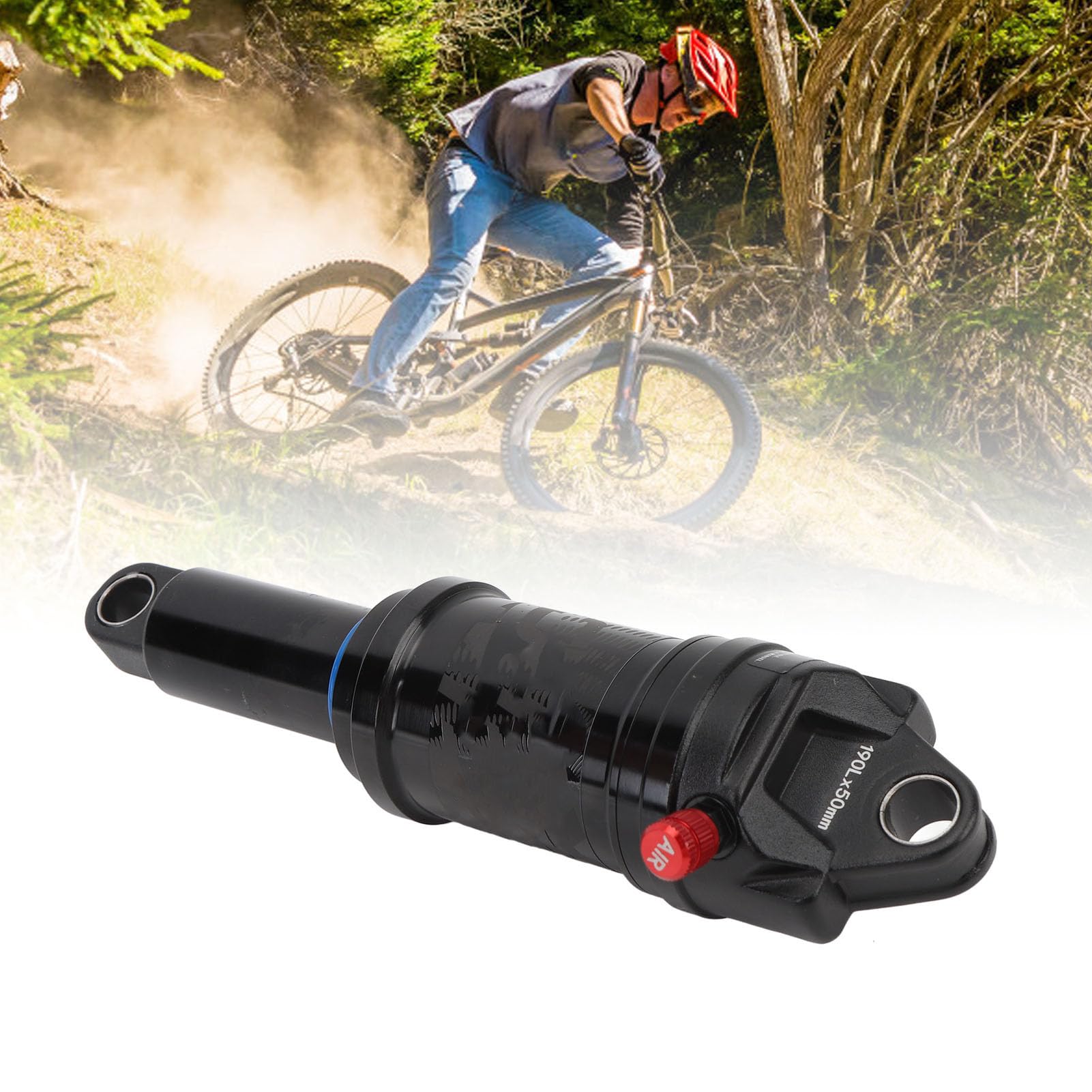 SIXRUN Ammortizzatore per Mountain Bike, Ammortizzatore Posteriore Ad Aria in Lega di Alluminio, Lunghezza 190 Mm, Corsa 50 Mm, Boccola da 24 X 8, Sostituzione della Sospensione della Bici per