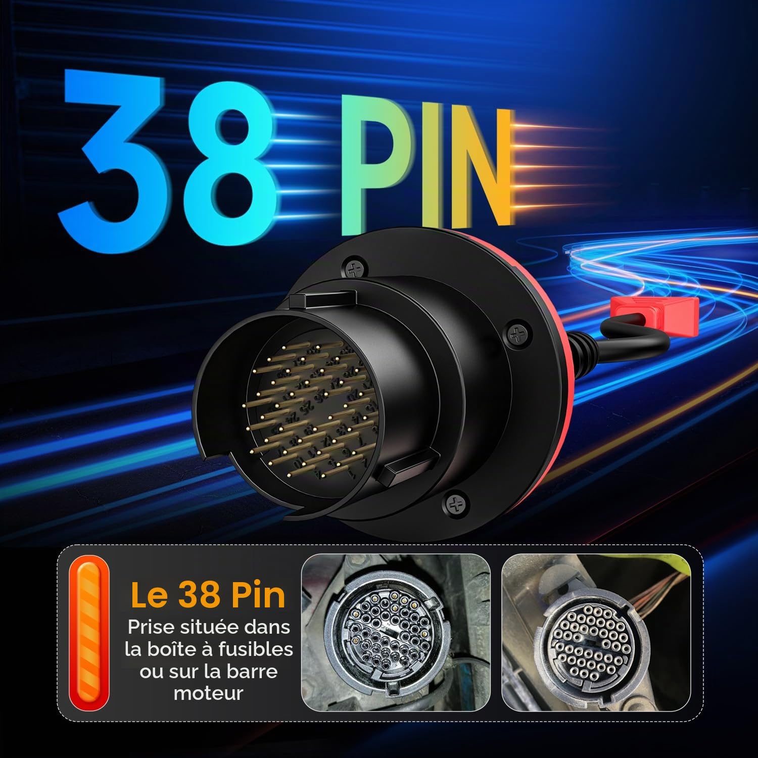 Autel Original Adaptateur Benz 38 Broches Mâle vers 16 Broches Femelle