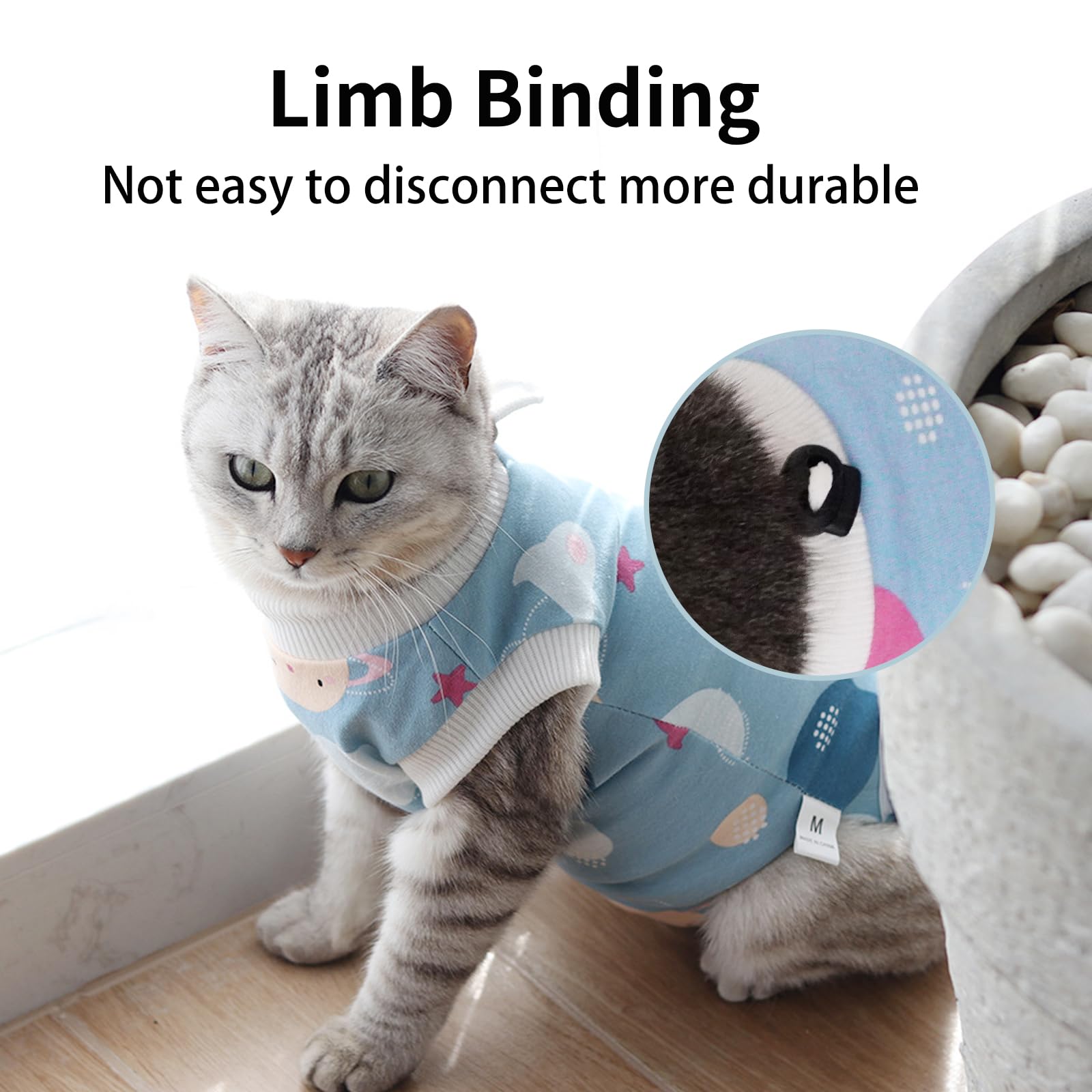 Cat Professional Recovery Suit,Body Suits for Abdominal Wounds or Skin Diseases,E-Collar Alternative for Cats Onesie Cat Clothes After Surgery Collar & Cone Alternative - Image 3