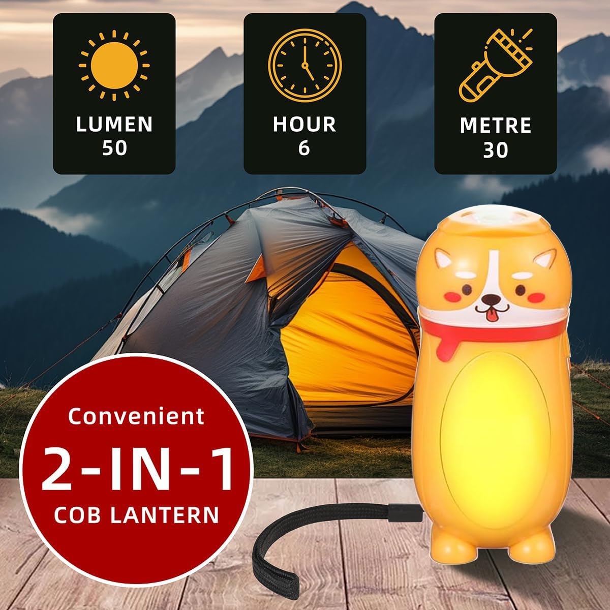 Kleine LED-Taschenlampen für Kinder, niedliche Kleintier-Taschenlampe, Camping-Laterne, 2-in-1, für Jungen und Mädchen, 2 Stück
