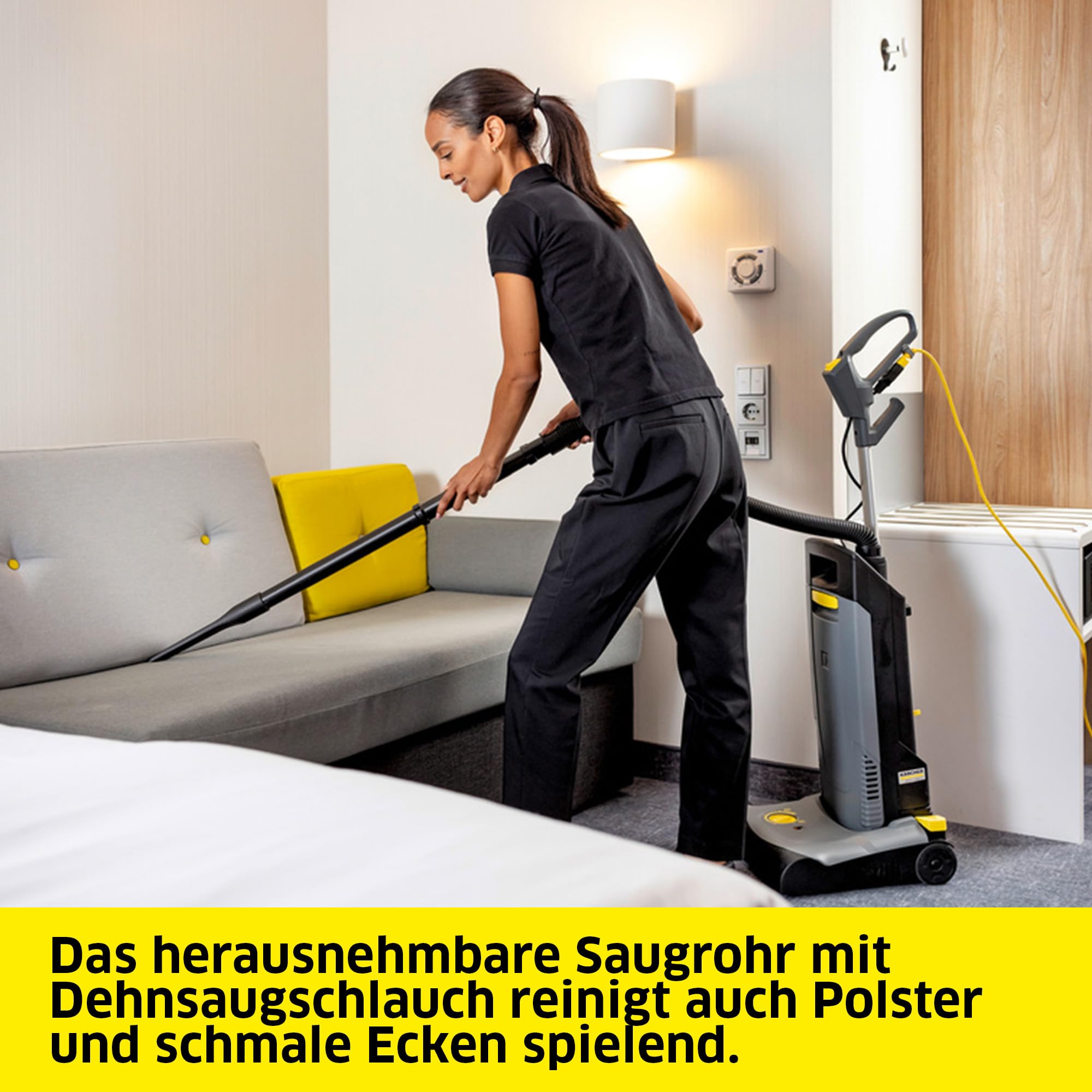 KÄRCHER Teppichbürstsauger CV 38/2 ADV, Arbeitsbreite: 380 mm, hohe Flächenleistung, optische Bürsteneinstellhilfe, 3-Fach Filtersystem, steckbares Gleitflex-Netzkabel, werkzeugloser Bürstenwechsel