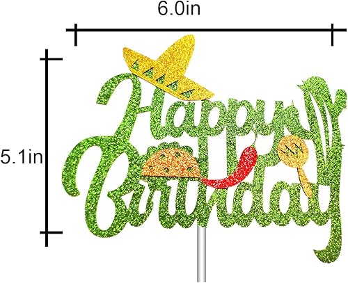 Miniatura 2 de Decoración para pastel de cactus, decoración de pastel de feliz cumpleaños con tacos y maracas, decoración de pastel de fiesta, decoración para