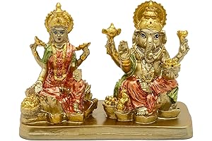 Hindu Lord Ganesha Lakshmi Statue Home Temple Puja Laxmi Ganesh Murti Idol Gift