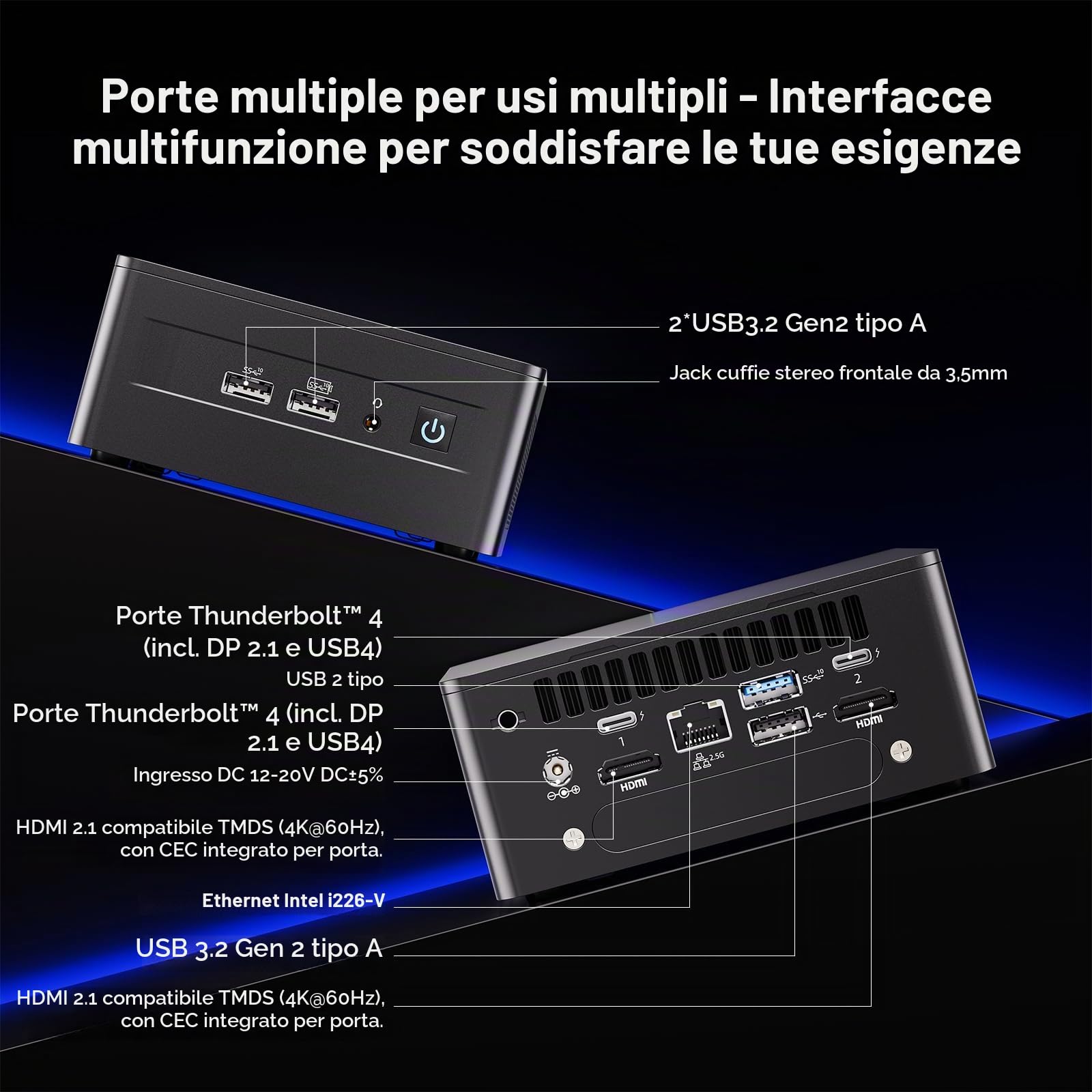 Intel NUC 13 Pro NUC13ANHi7 Arena Canyon Mini PC, i7-1360P, 32 GB di RAM, 1 TB SSD, mini computer Windows 11 Pro per aziende, uffici e case, supporto display quad 8K/4K/WiFi 6E/BT 5.3/Thunderbolt 4