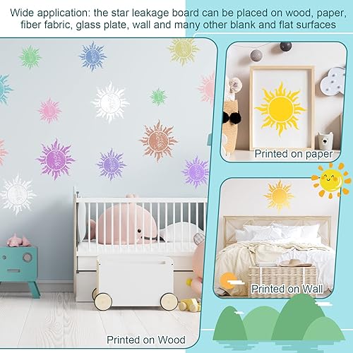 Miniatura 2 de Chunful 9 plantillas de sol reutilizables para decoración de sol, plantillas cuadradas de plástico para pintura de dibujo solar para pintar suelos