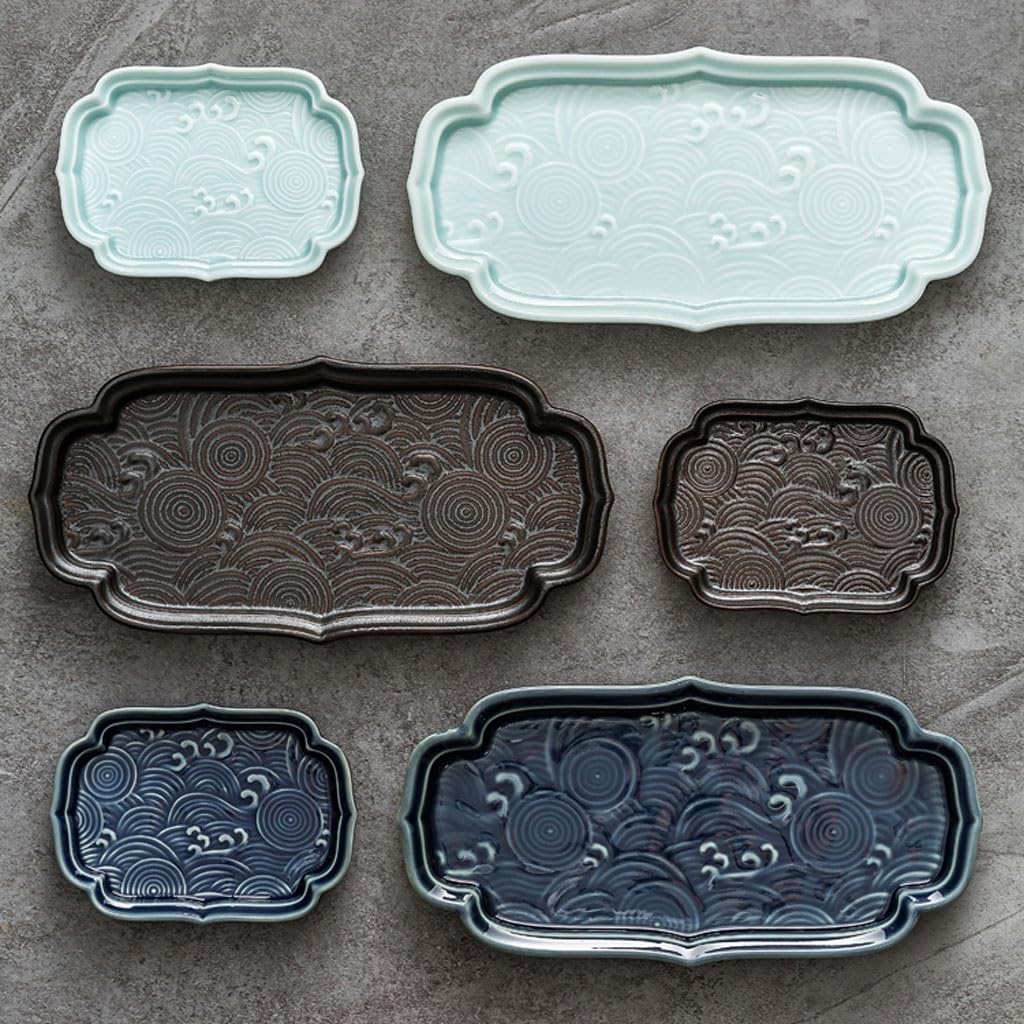 Ciotole per Snack Piatto Cinese Rettangolare in Ceramica in Stile Cinese for Il tè pomeridiano, Snack for Hotel, stoviglie for la casa Ciotole per Snack e Salse (Color : B)