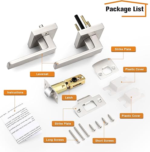 Miniatura 7 de Cerraduras Probrico de puerta, pasador de níquel satinado, 6 unidades, Plateado