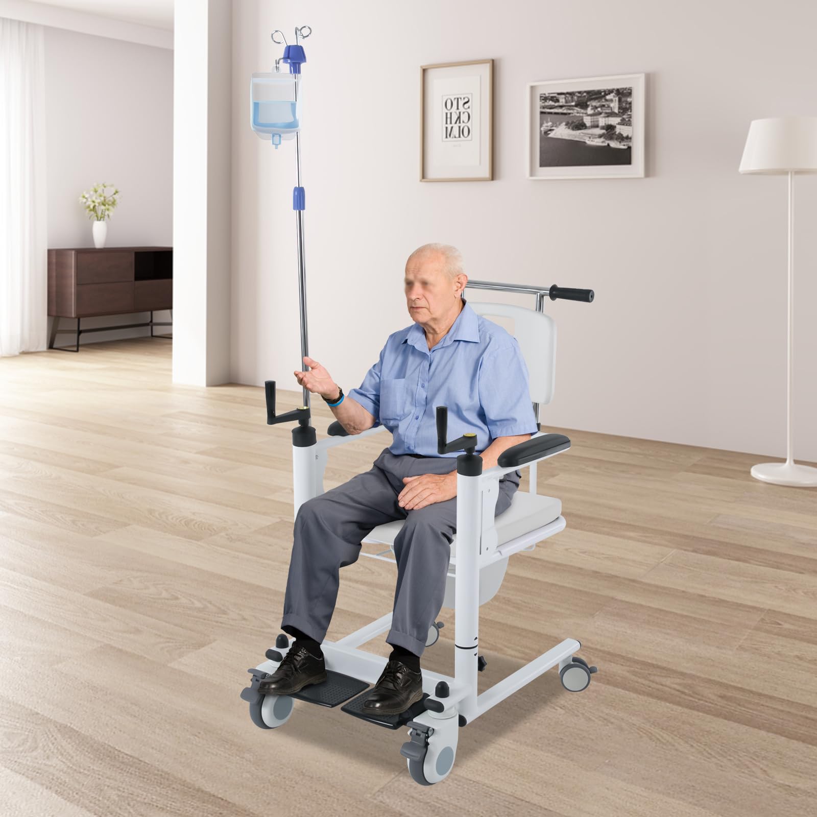 Hydrauliczny podnośnik dla pacjentów, wózek inwalidzki, wielofunkcyjny, hydrauliczny podnośnik dla seniorów, otwierane pod kątem 180°, nośność 120 kg, wysokość 43-65 cm