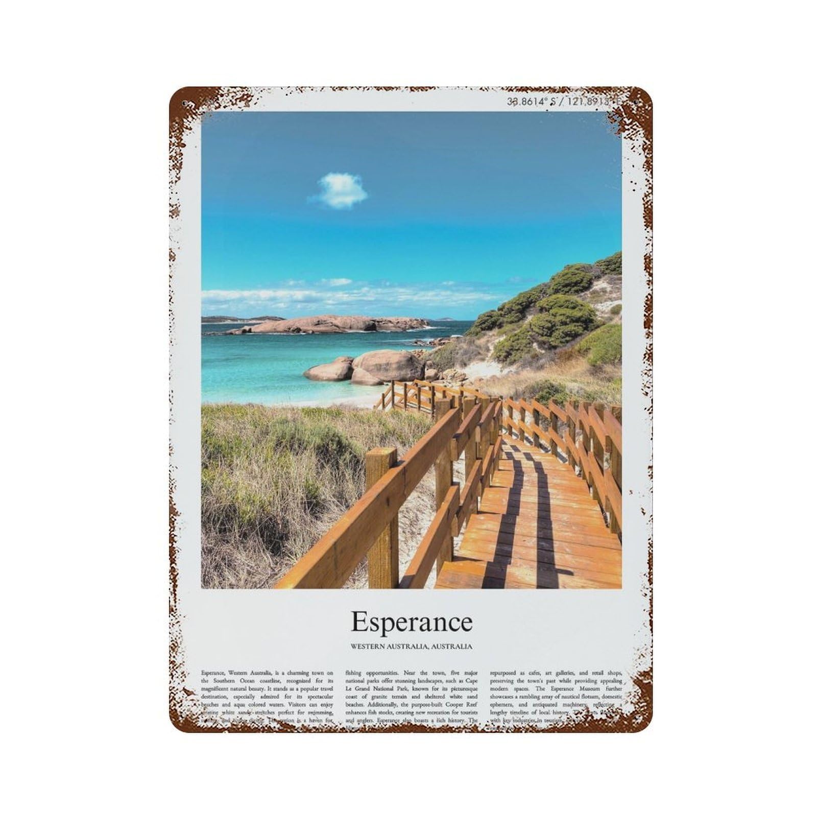 xiaoxiaoshen Esperance Western Australia, Australia City Scenery Wall Decor Art Metal Tin Poster Modern Home Decor Art Home Bar Shop Decorations Vintage Sign 40x30cm