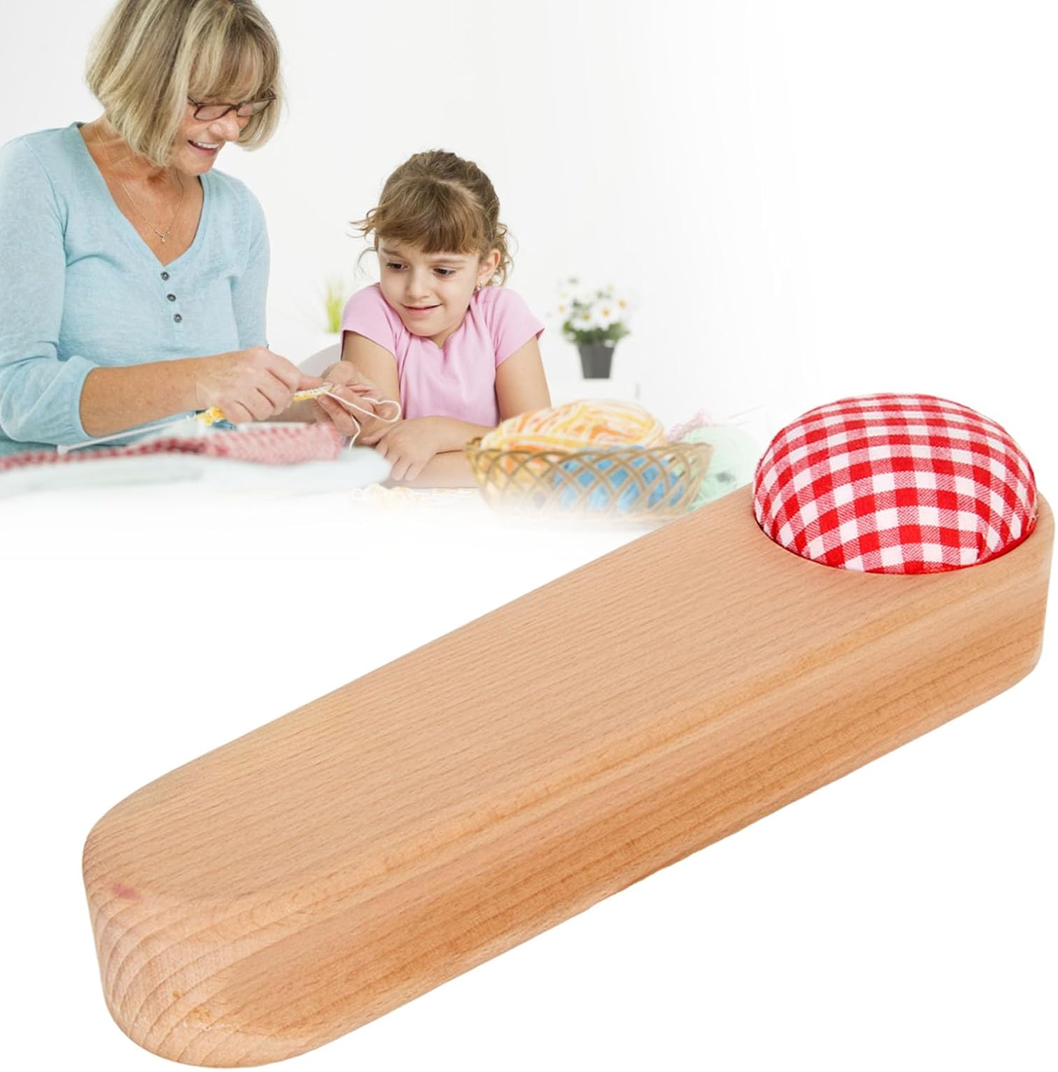 Tyenaza Quilters Clapper, Pin Cushion Design Smoothing Wood Easy Operation Hardwood Tailor Clapper for Clothing Quilting, Ironing, Sewing 24 x 7 x 5cm