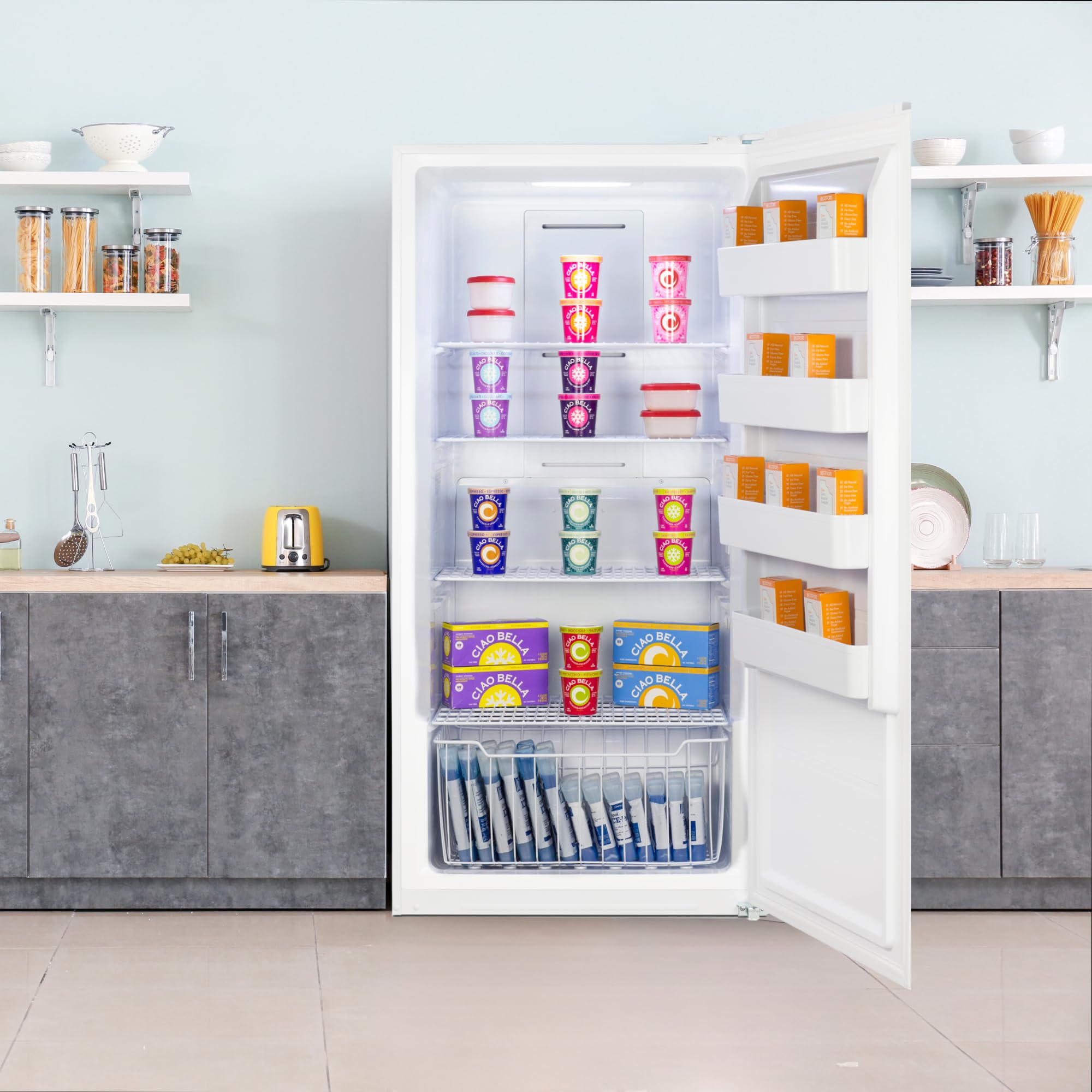 Summit Uf22w 33” Inch Wide Convertible All Freezer/Refrigerator, Frost Free, Garage-Ready Freezer Design, Touch Panel Thermostat, Door Storage, Adjustable Shelves on Fridge.com - View 6