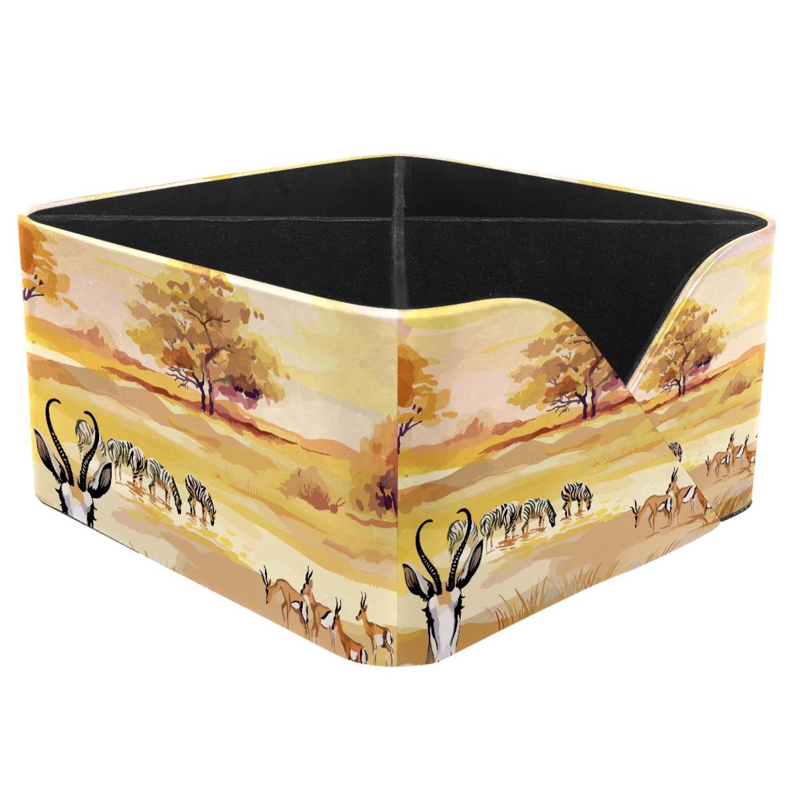 KengjuTesu Antelope Zebra Desktop Organizer Pen Holder, Rectangular Pencil Cup for Office, Study and Makeup Stations